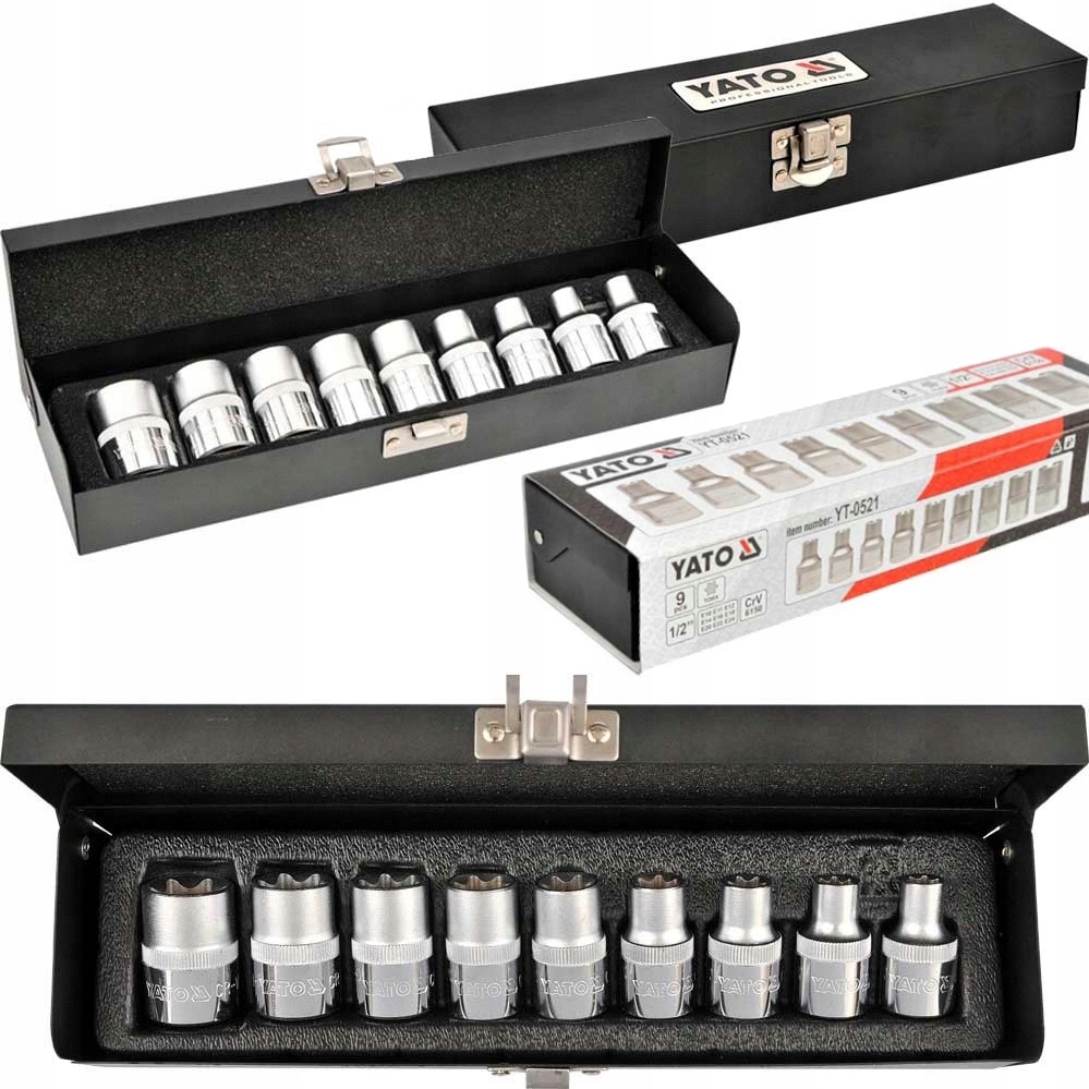 Yato Klucze Nasadowe Nasadki Torx E10-E24 Zestaw 9szt.