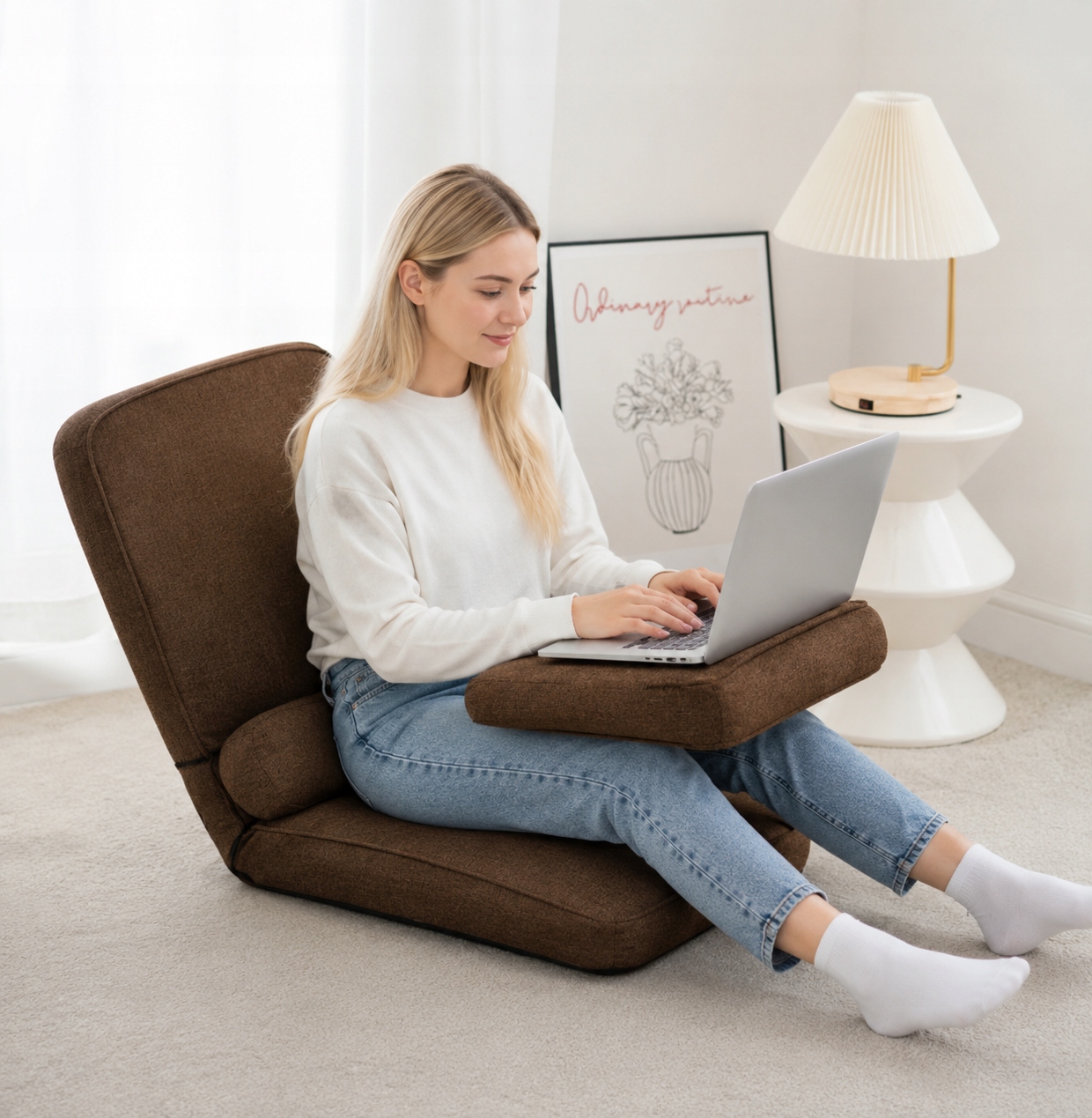 Kreslo Sofa Podlahová stolička pre prácu na diaľku Home office a sledovanie televízie