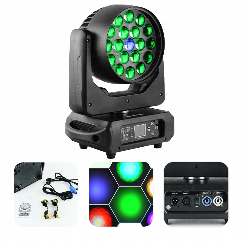 Profesjonalna Głowa Ruchoma Led 19x15W Rgbw Zoom Wash Lucendi DMX512
