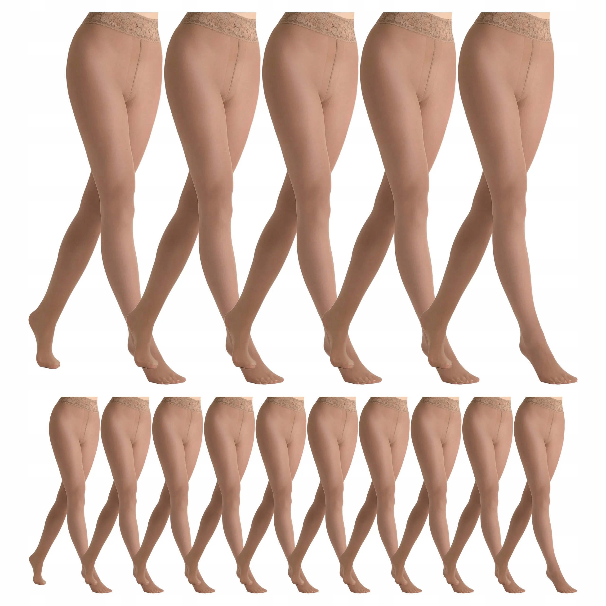 15 x Punčocháče 30 den bez kalhotek s krajkou Erotic Silk Marilyn Nude 3/4