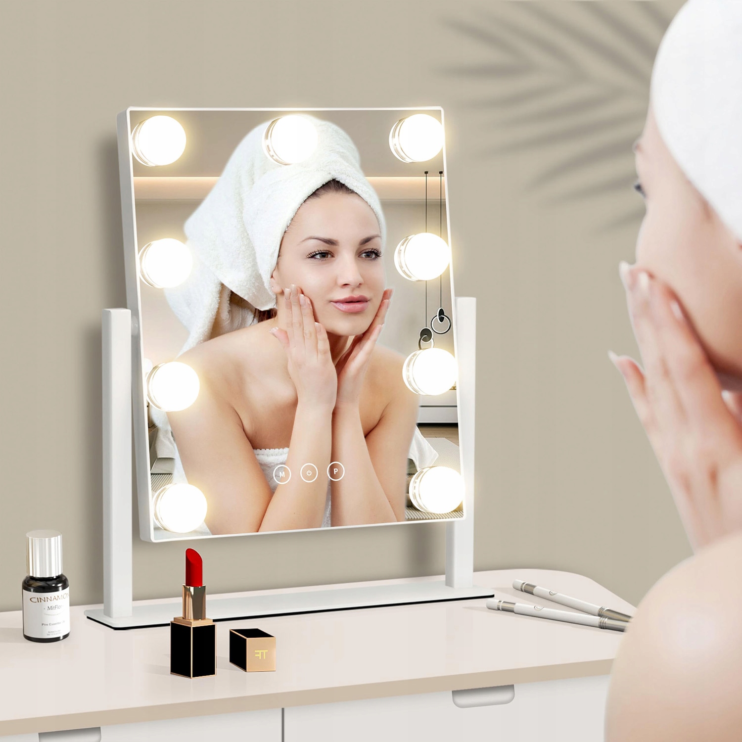 Kosmetické podsvícené zrcátko na make-up 9 Led Hollywood s 9 žárovkami