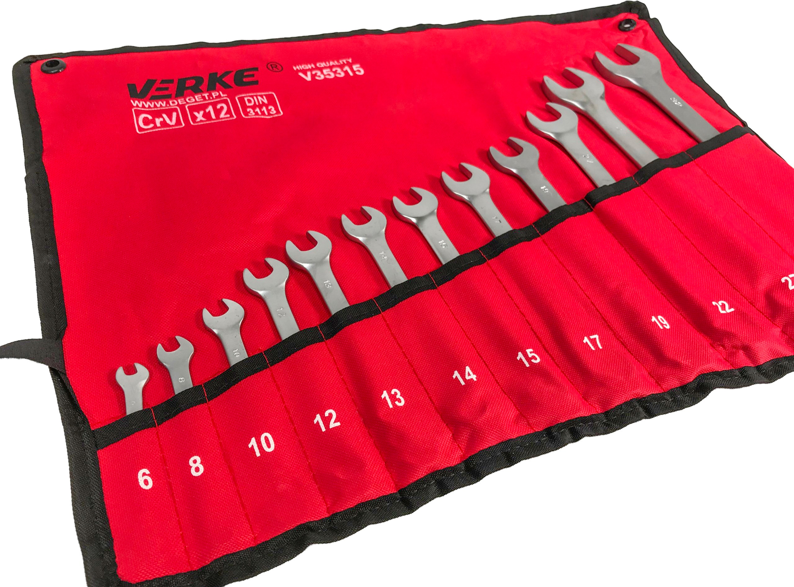 KLUCZE PŁASKIE PŁASKO OCZKOWE ZESTAW KLUCZY PŁASKICH 6-32mm CRV MOCNE +ETUI Kod producenta V35315