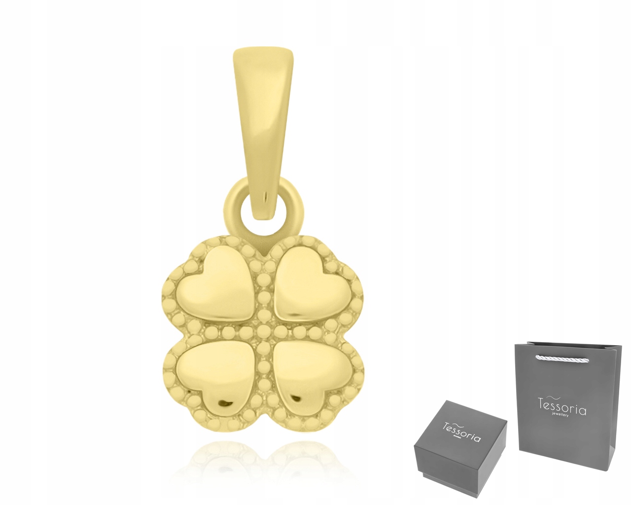 Zlatý přívěsek 585 Dámský Čtyřlístek z hladkých srdcí, jemný Přívěsek