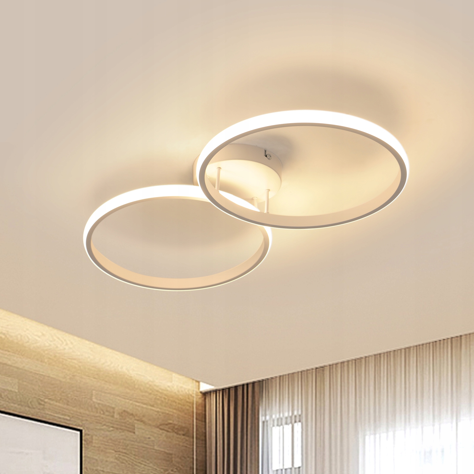 Lampa Sufitowa Plafon Led Ring Lampa Wiszaca Biały 3000K Do Salonu 4100LM