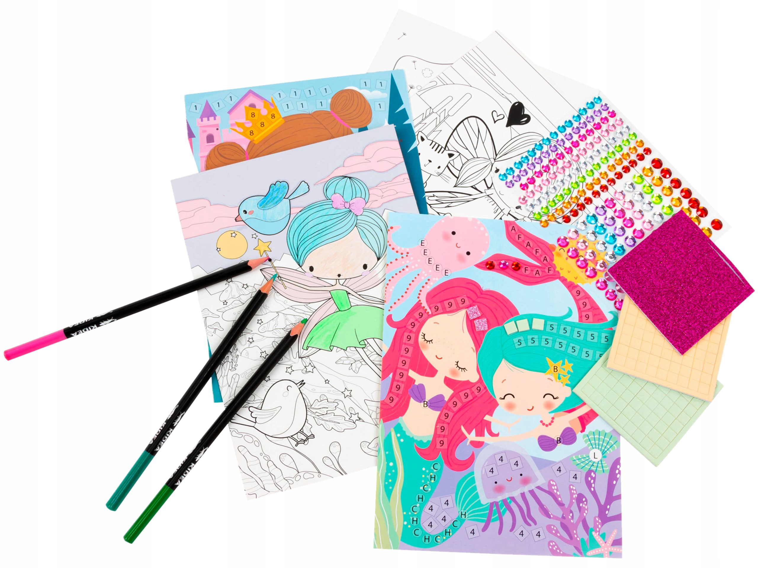 KREATYWNA MOZAIKA MAGICZNY ŚWIAT 5 ARKUSZY KIDEA NAKLEJKI BROKAT I DIAMENTY Kod producenta KMOMSKA