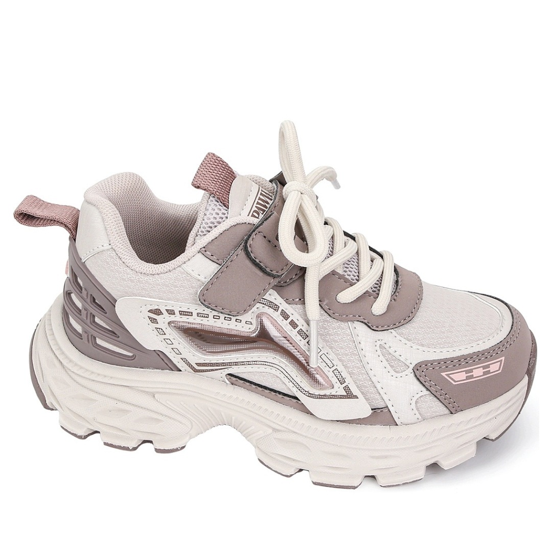Apawwa ABY0763R Lekkie Buty Sportowe Sneakersy Na Rzepy Szare Fiolet R 34