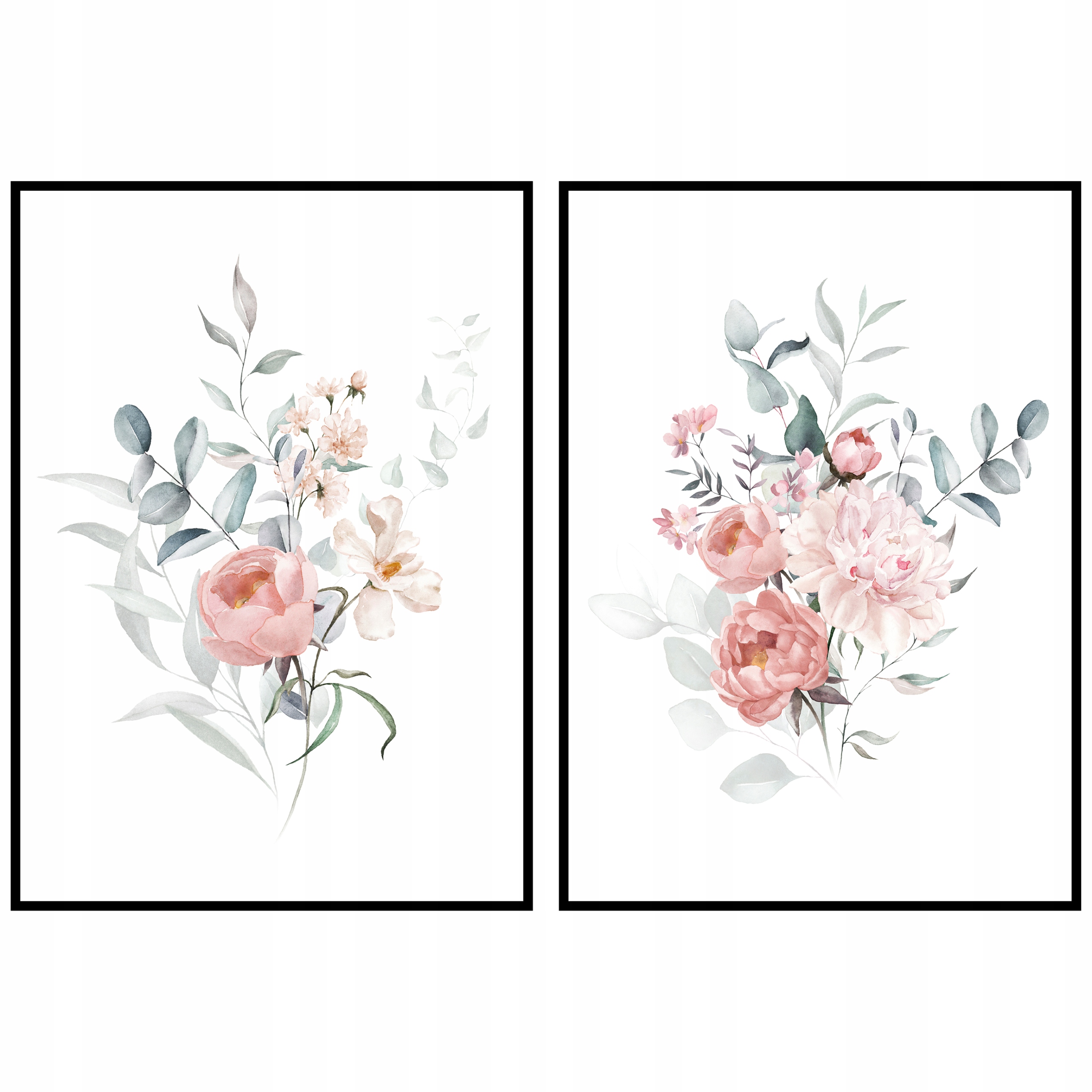 Květiny listy grafika botanika 2ks 60x90 cm diptych plakáty do obývacího pokoje