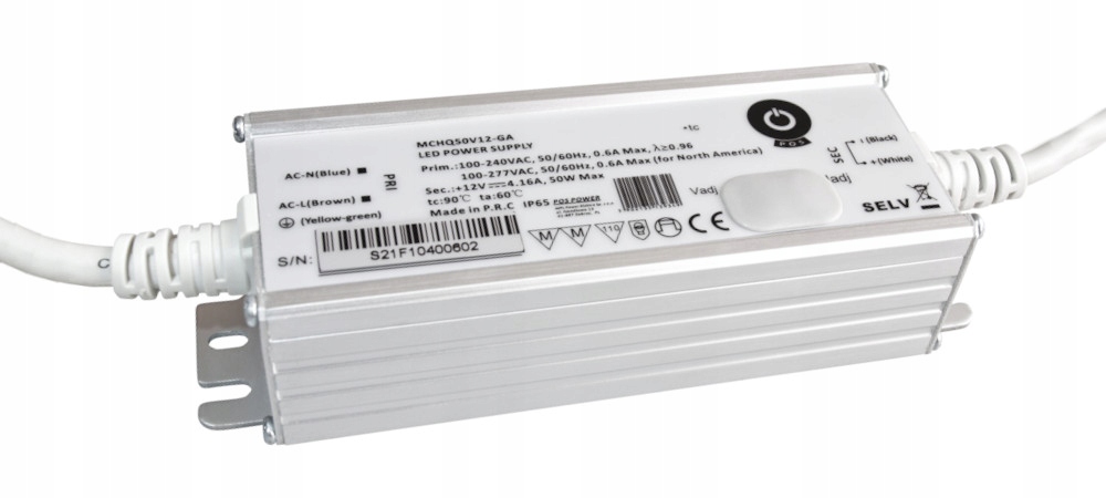 Led zdroj 50W s regulací proudu a napětí 12V/4.16A Pfc, hermetický