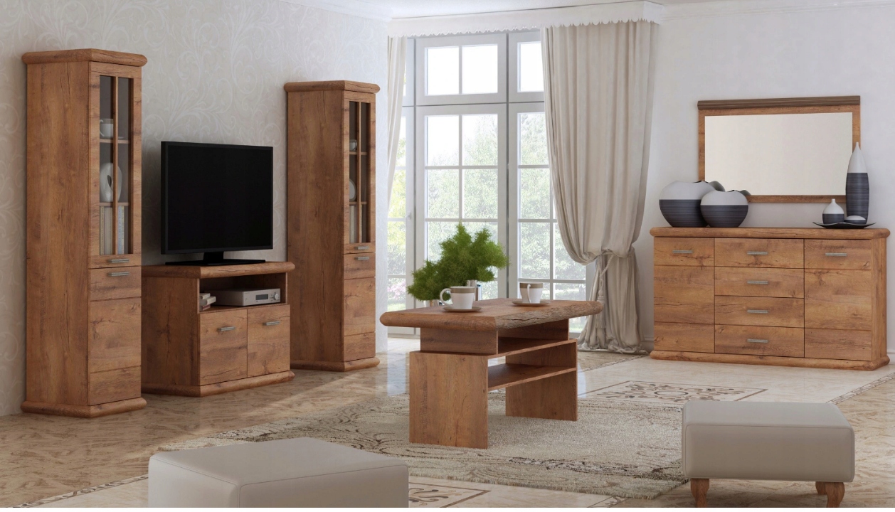 Witryna KORA K4 kraft złoty/kraft biały JARSTOL Głębokość mebla 45 cm