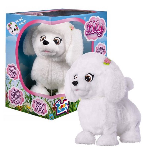 Tm Toys Interaktywny piesek biały Pudel Lily reaguje na dotyk 2+