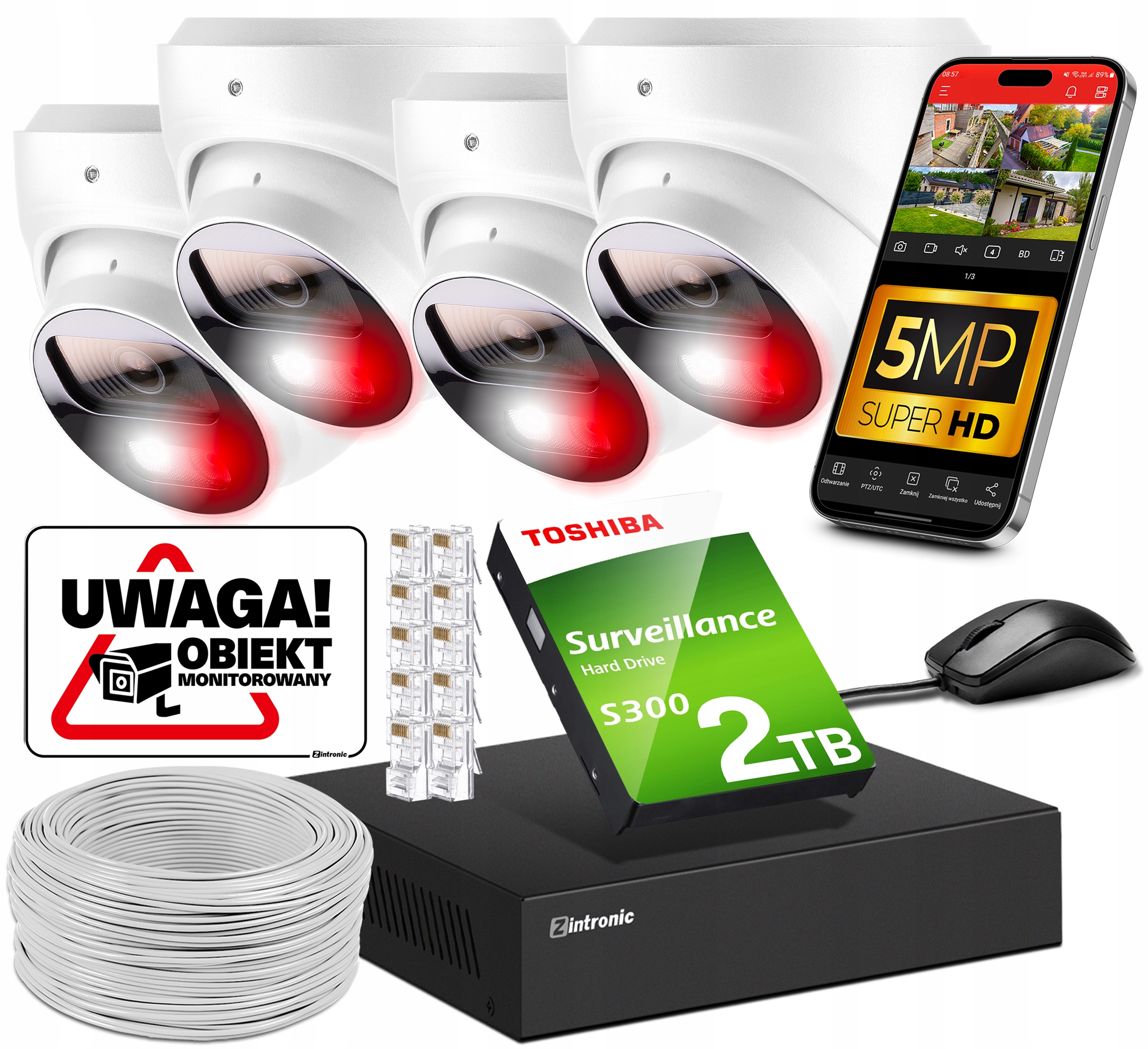 Sada pro monitorování Poe 5MPx 4 kamery| Audio Dual Light Detekce 2TB