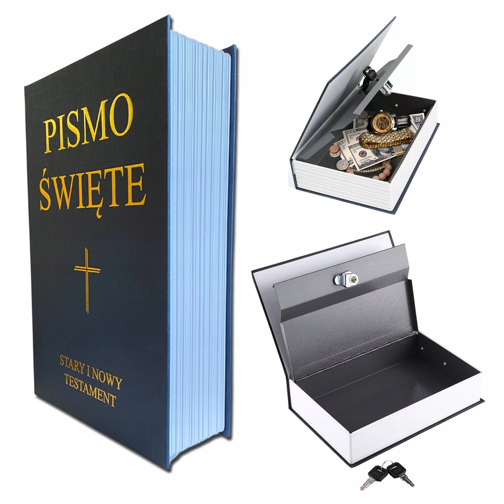 

Sejf Kasetka Metalowa Biblia Pismo Święte Książka