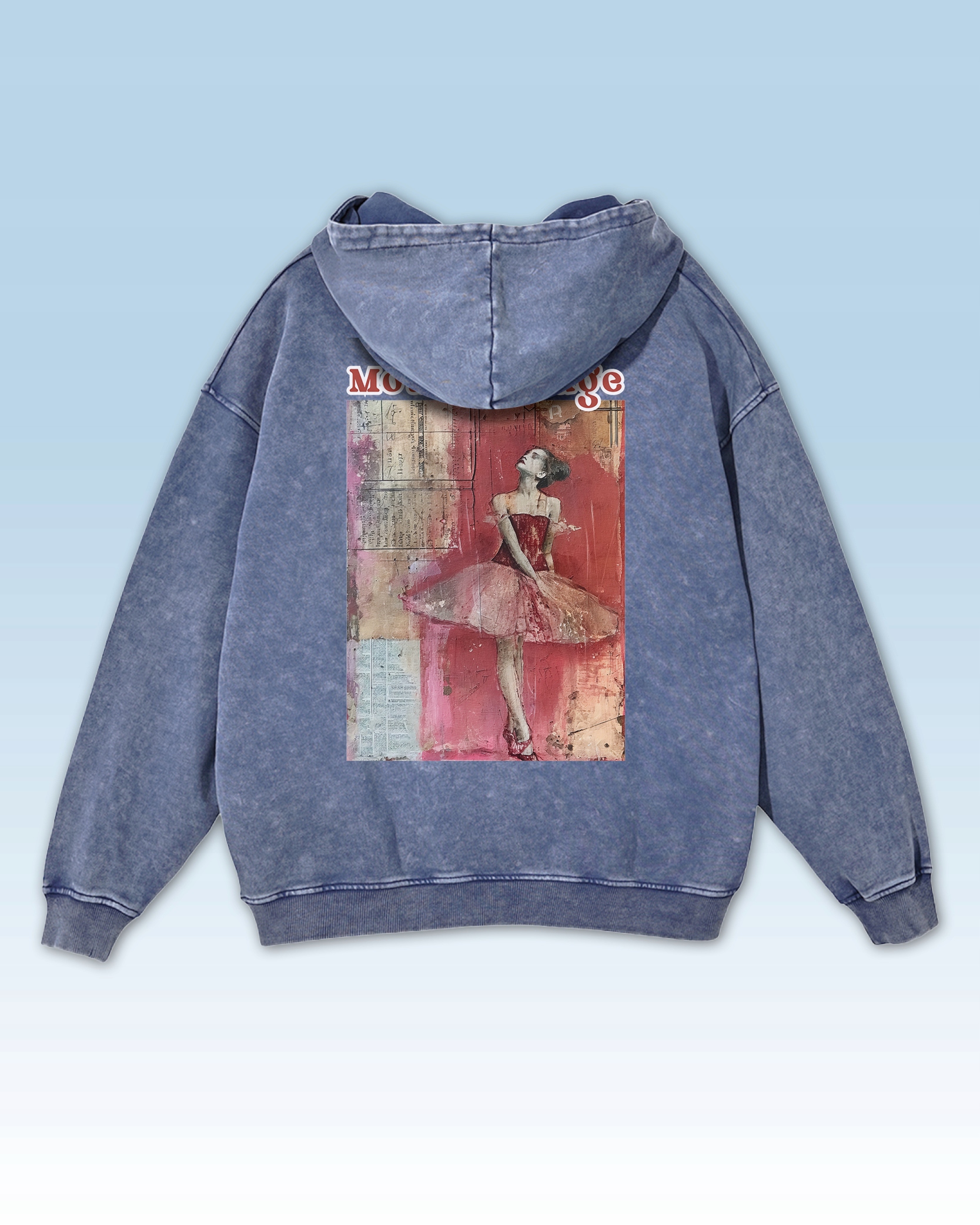 Mikina Moulin Rouge Ballet Tanečnice Baletka Pařížský styl Modrá XXL