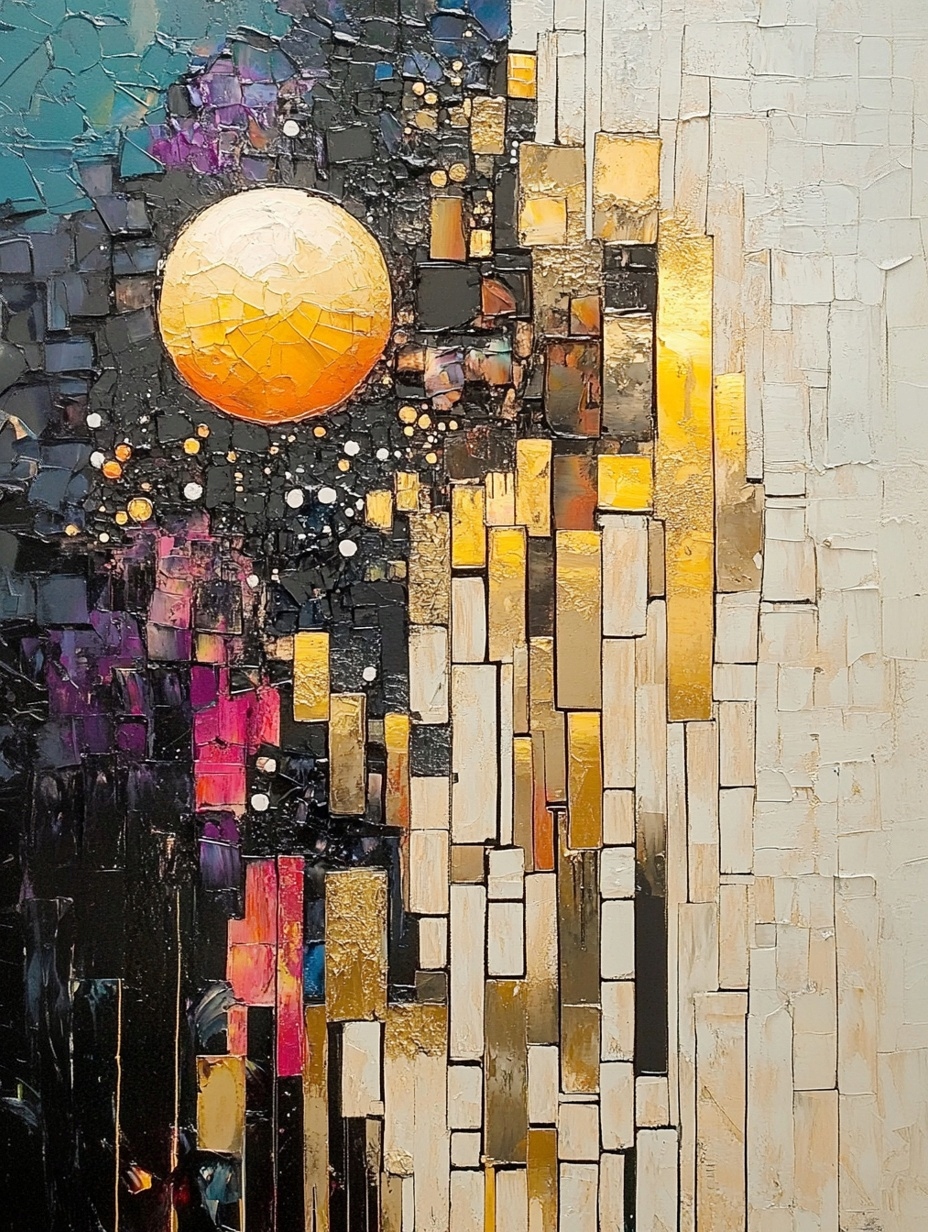Obraz Na Plátně Canvas Abstrakce Mozaika Textura Měsíc Úplněk 75x100