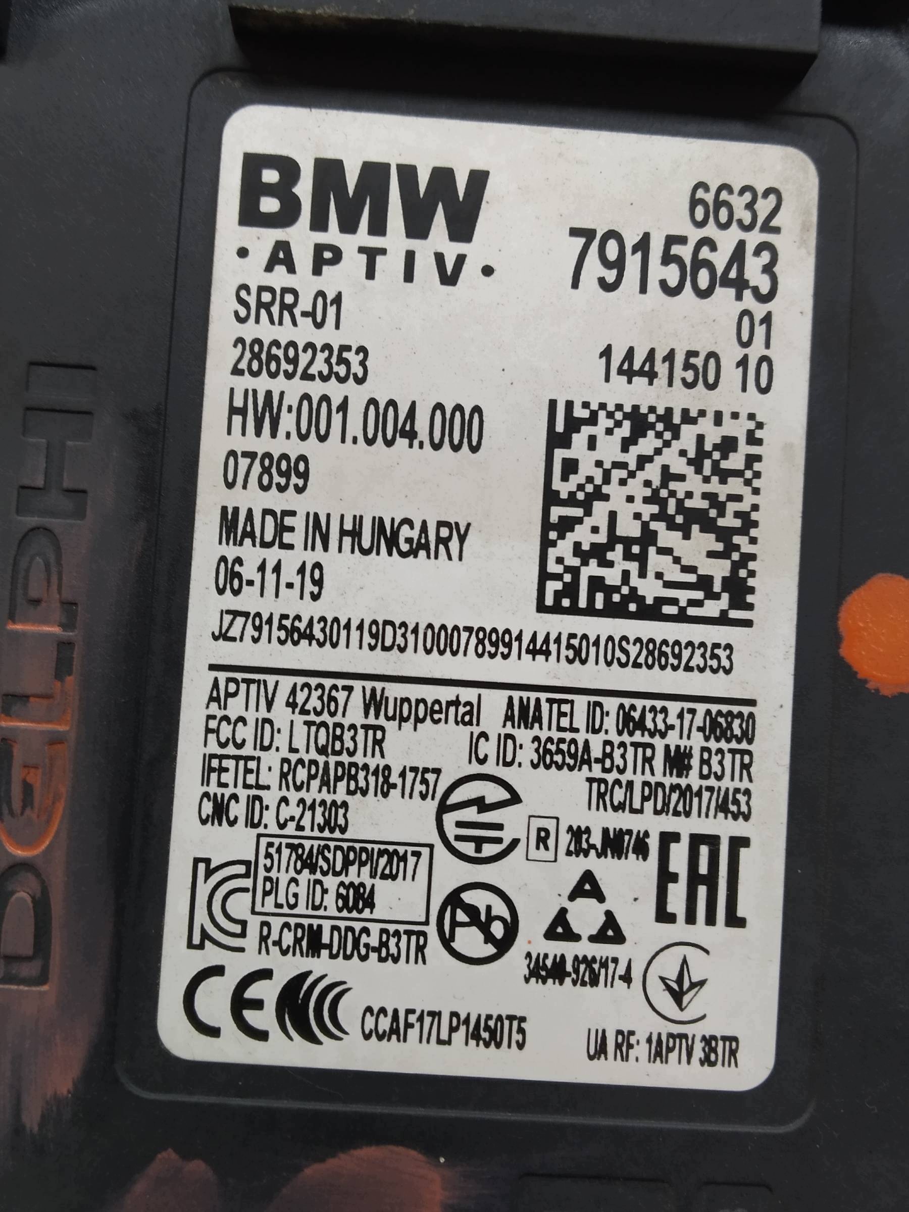RADAR sensor changes supports 7915643 SRR-01 Bmw Seria 5 VII (2017-24) G30 G31