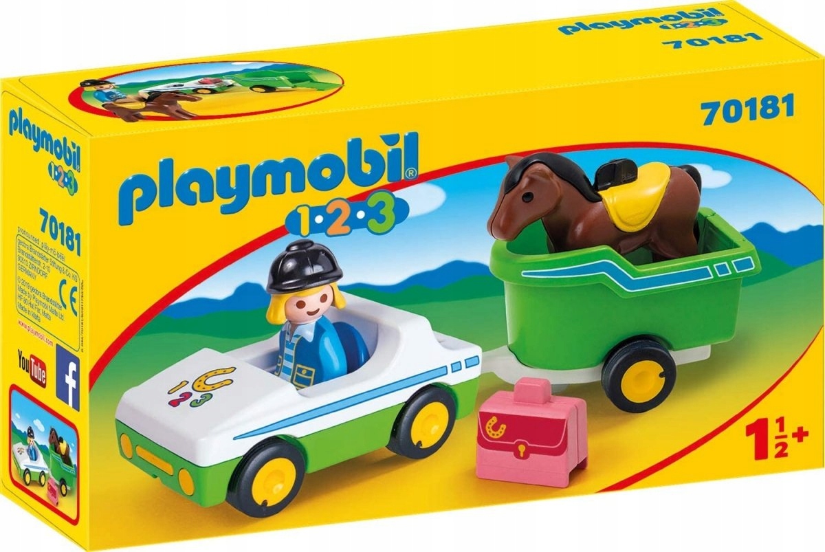 

Playmobil 1.2.3 Samochód z przyczepą dla kon 70181