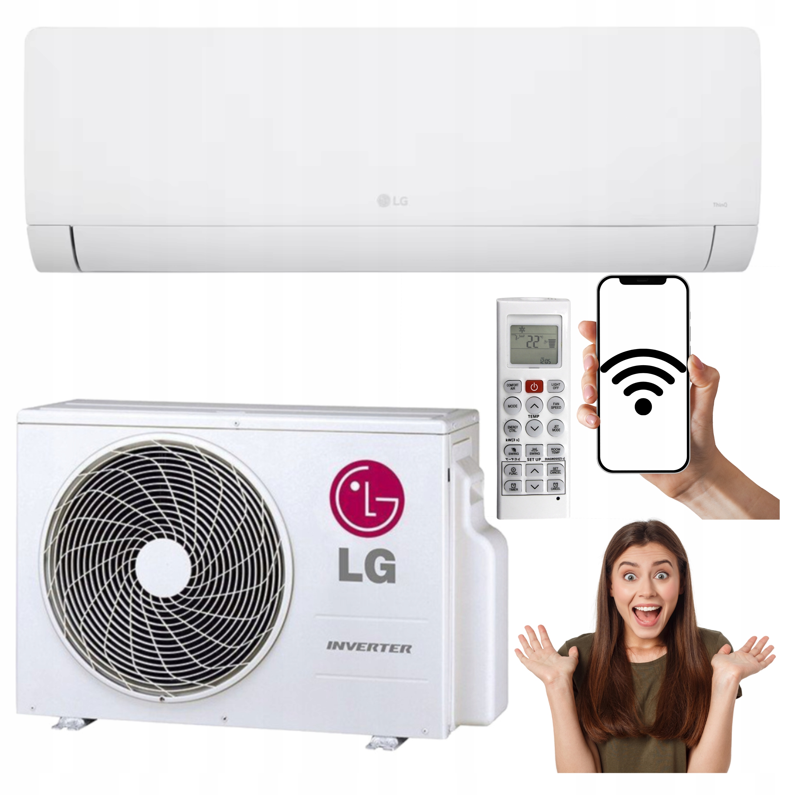 Nástenný klimatizátor Lg Dualcool Wz 3,5 kW 40 m2 WiFi Výkonný Do Domácnosti