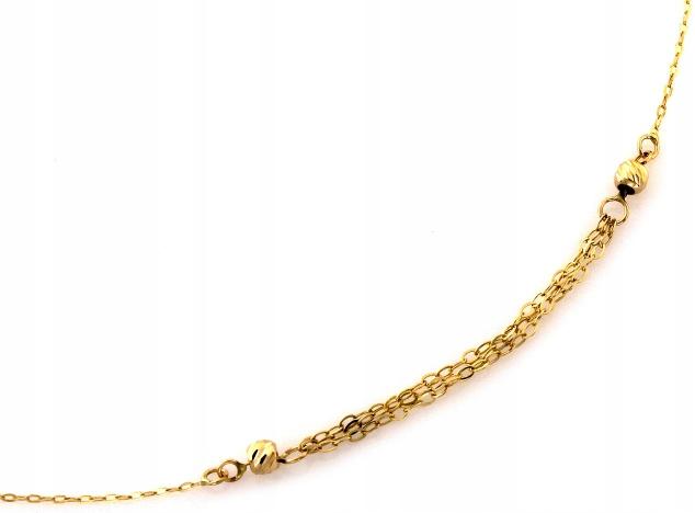 Jemný zlatý náhrdelník 585 s ozdobnými řetízky r45, moderní vzor