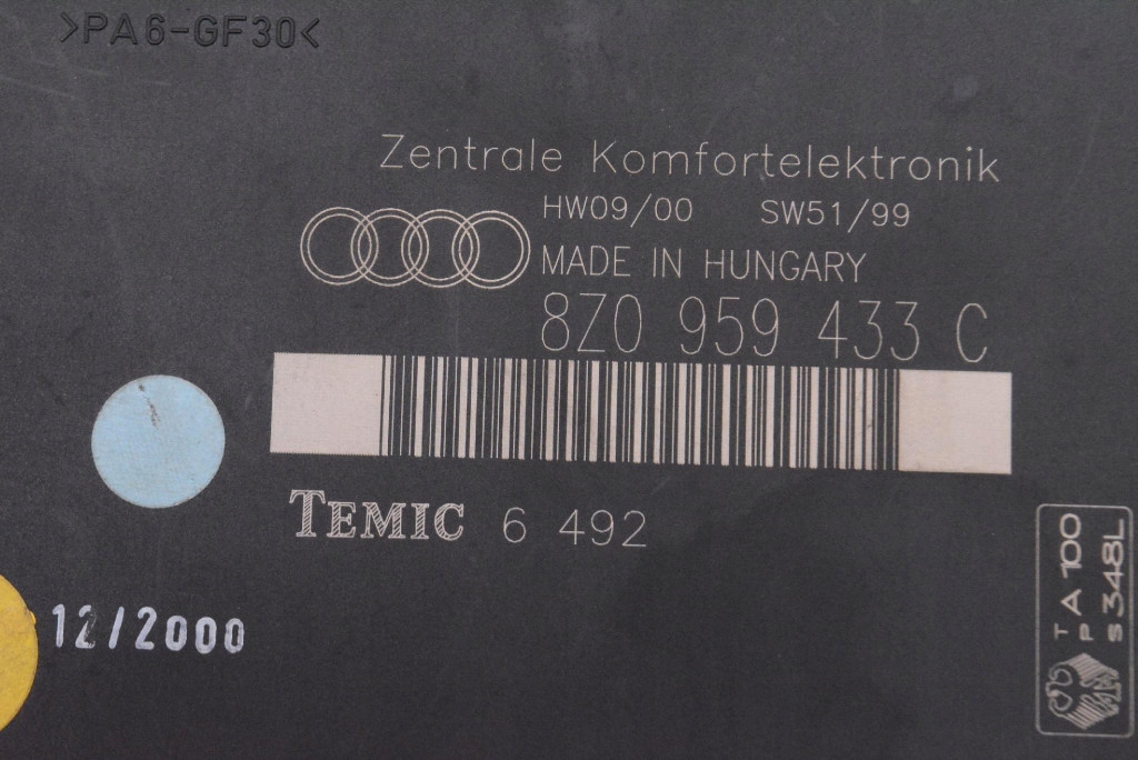 Unité commande confort 8Z0959433C AUDI A2 8Z 1.4 16V 75 KM 99-05