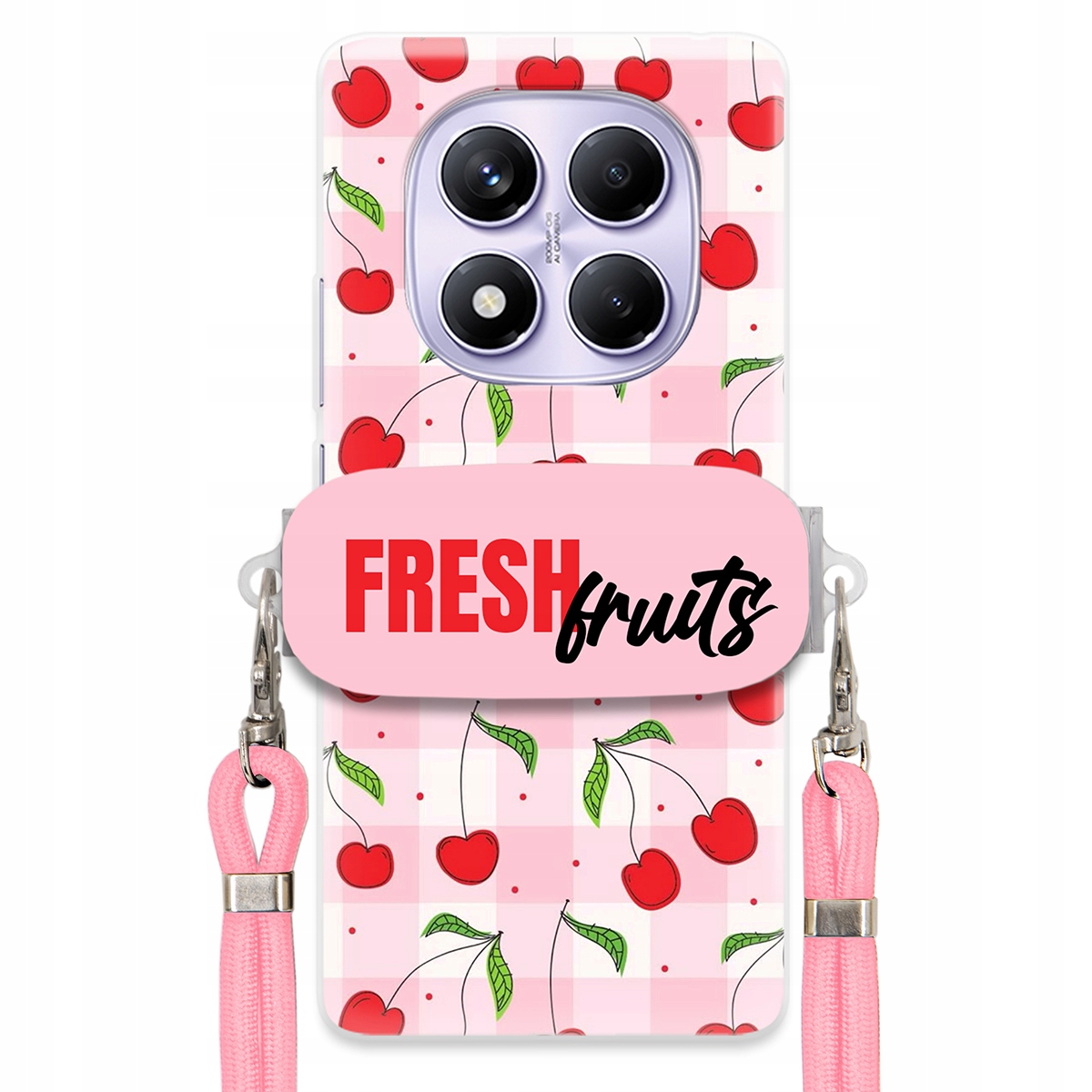 Pouzdro pro Xiaomi Redmi Note 14 Pro Pl držák na šňůrku Růžová Fresh Fruits