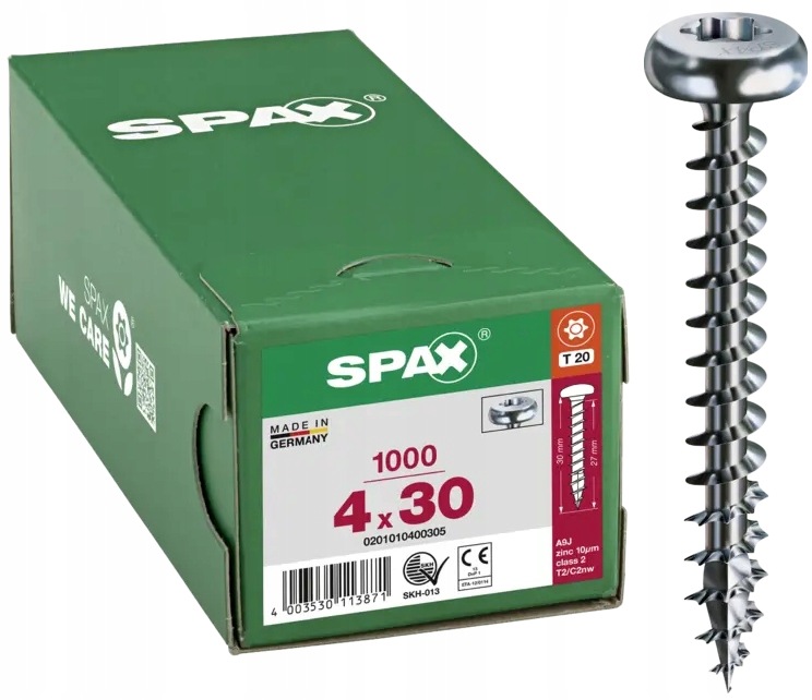 Šroub Půlkulová Hlava 1000 Ks 4.0*30 Hb Tx Spax