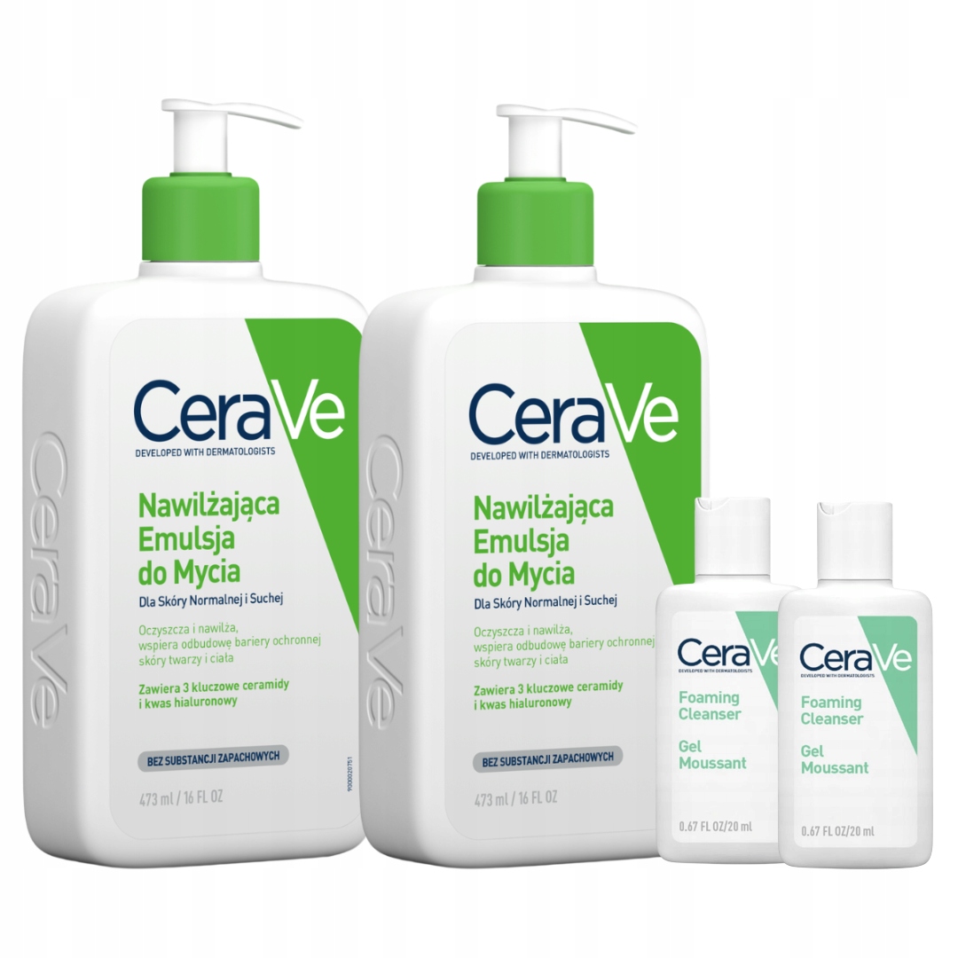 CeraVe Nawilżająca Emulsja do Mycia 473ml Dla Skóry Normalnej i Suchej x2
