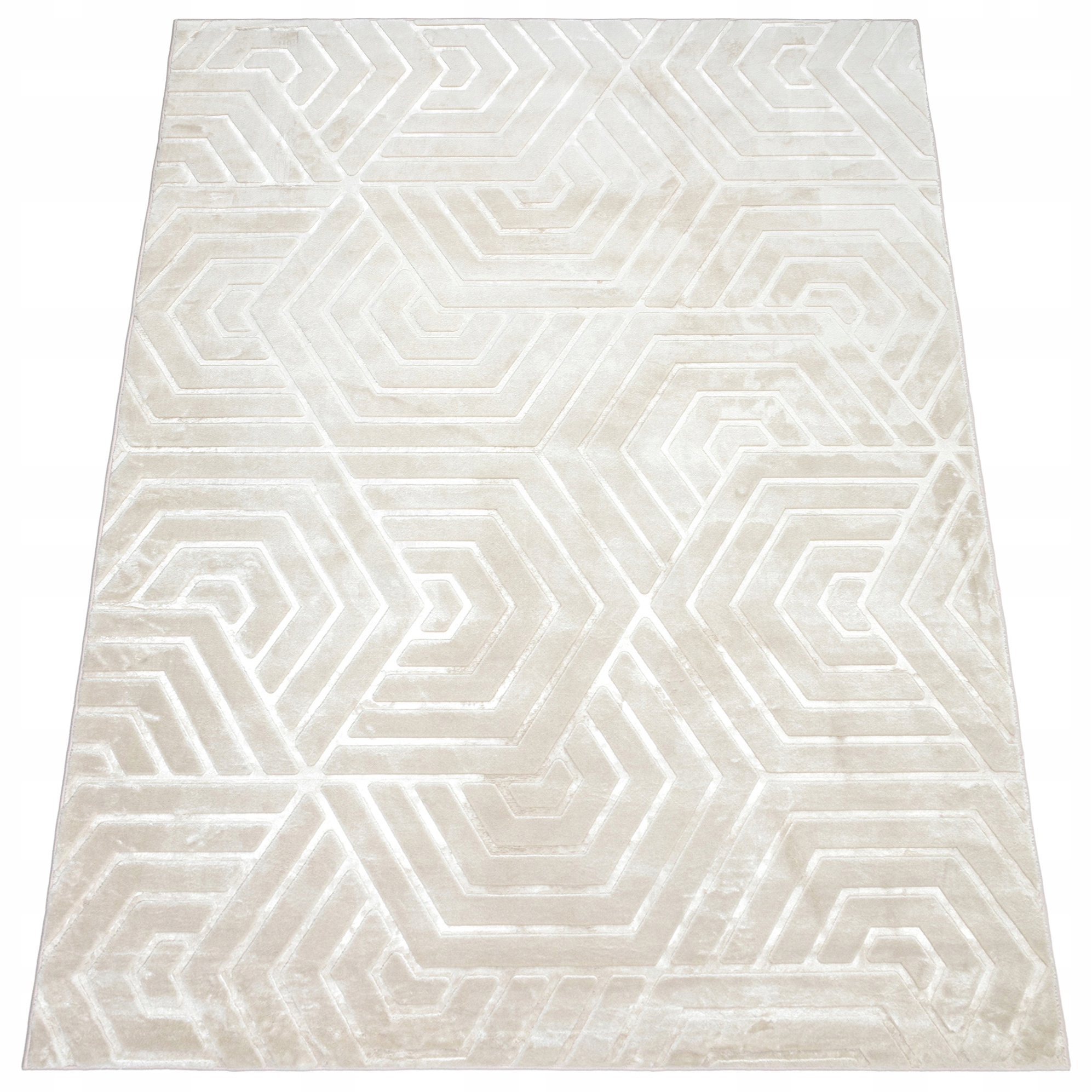 Koberec béžový do obývačky 120x170 Glamour mäkký, moderný, lesklý Velvet