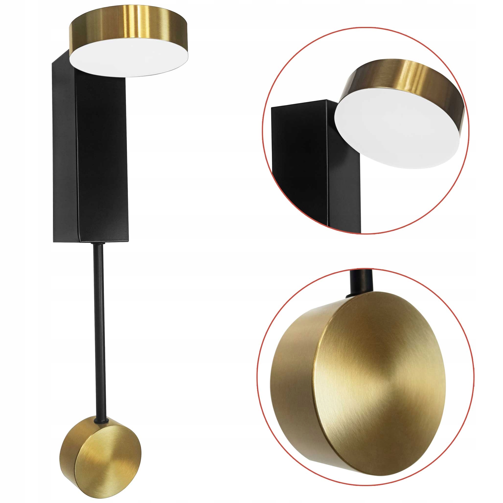 Nástenná lampa Čierno zlatá Led Geometrická Moderná spálňa
