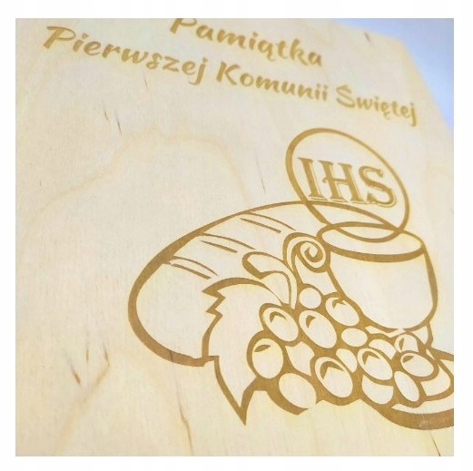 PISMO ŚWIĘTE DLA MŁODYCH Z PAPUGĄ PAMIĄTKA KOMUNII SKRZYNKA ETUI grawer Wysokość 23.5 cm