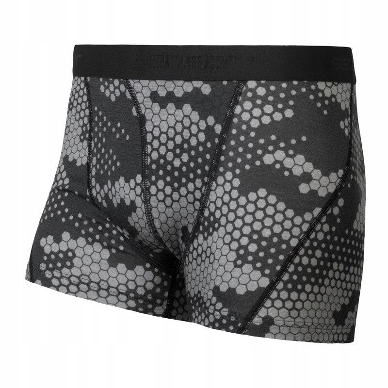 Sensor Trenky Merino Impress pánské černá vzor včelí plástve M