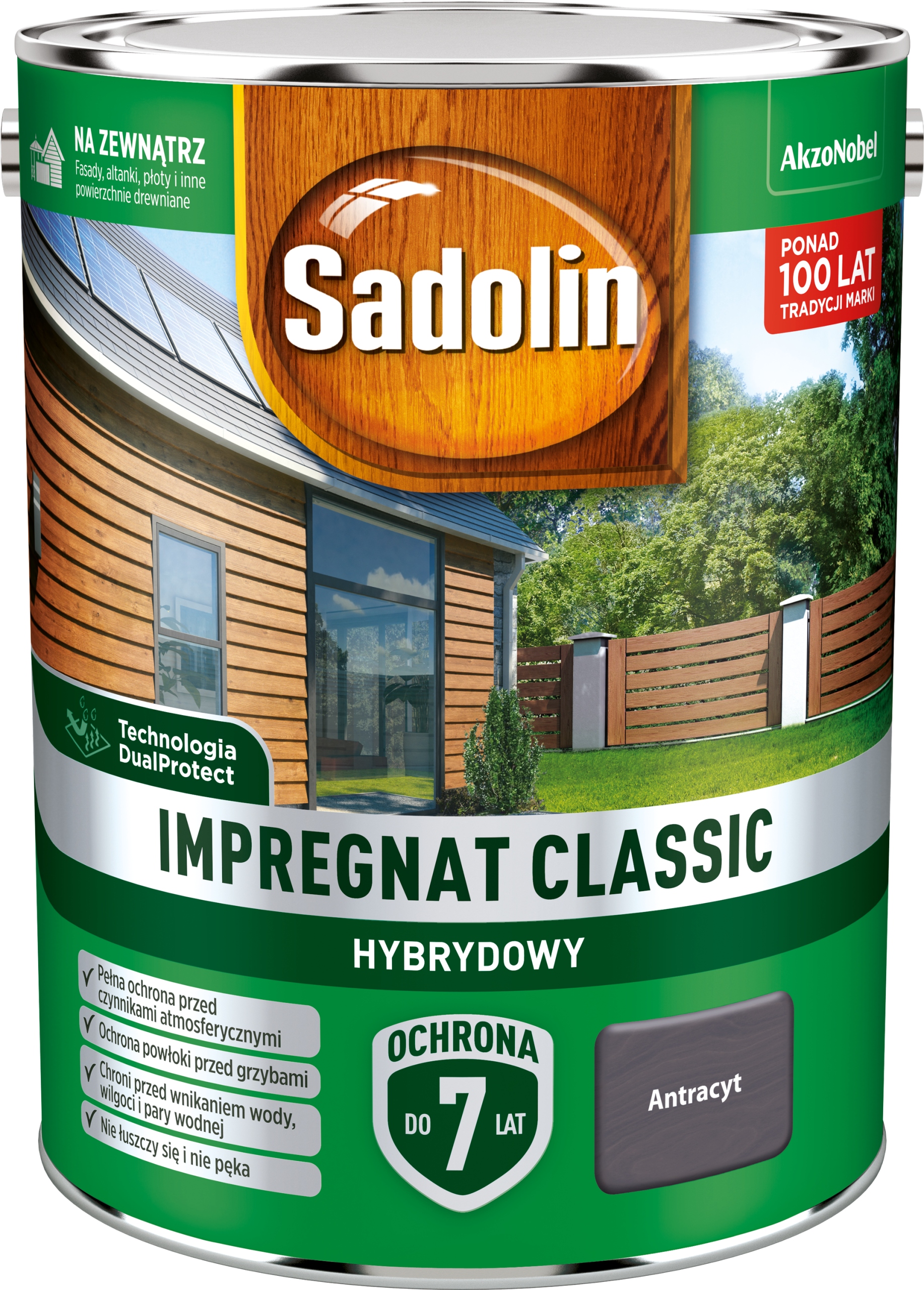 Impregnat do drewna Sadolin Classic hybrydowy Antracyt 4,5L