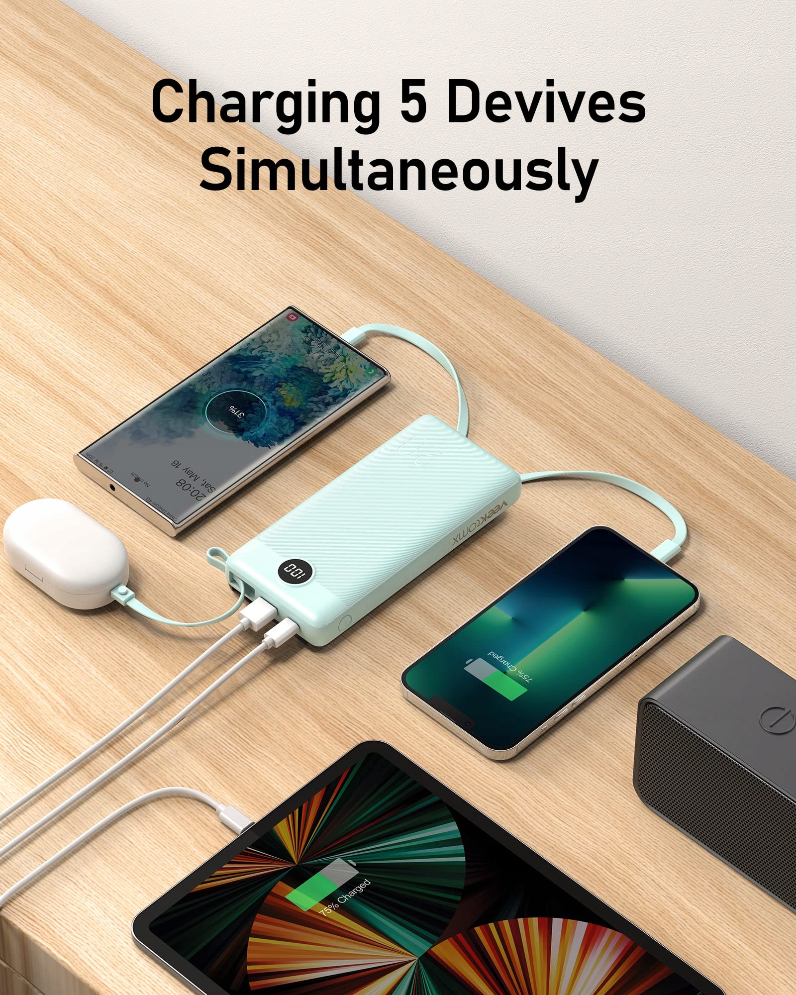 VEEKTOMX Powerbank 20000mAh USB C LED for iPhone Samsung Huawei — miniatura 5