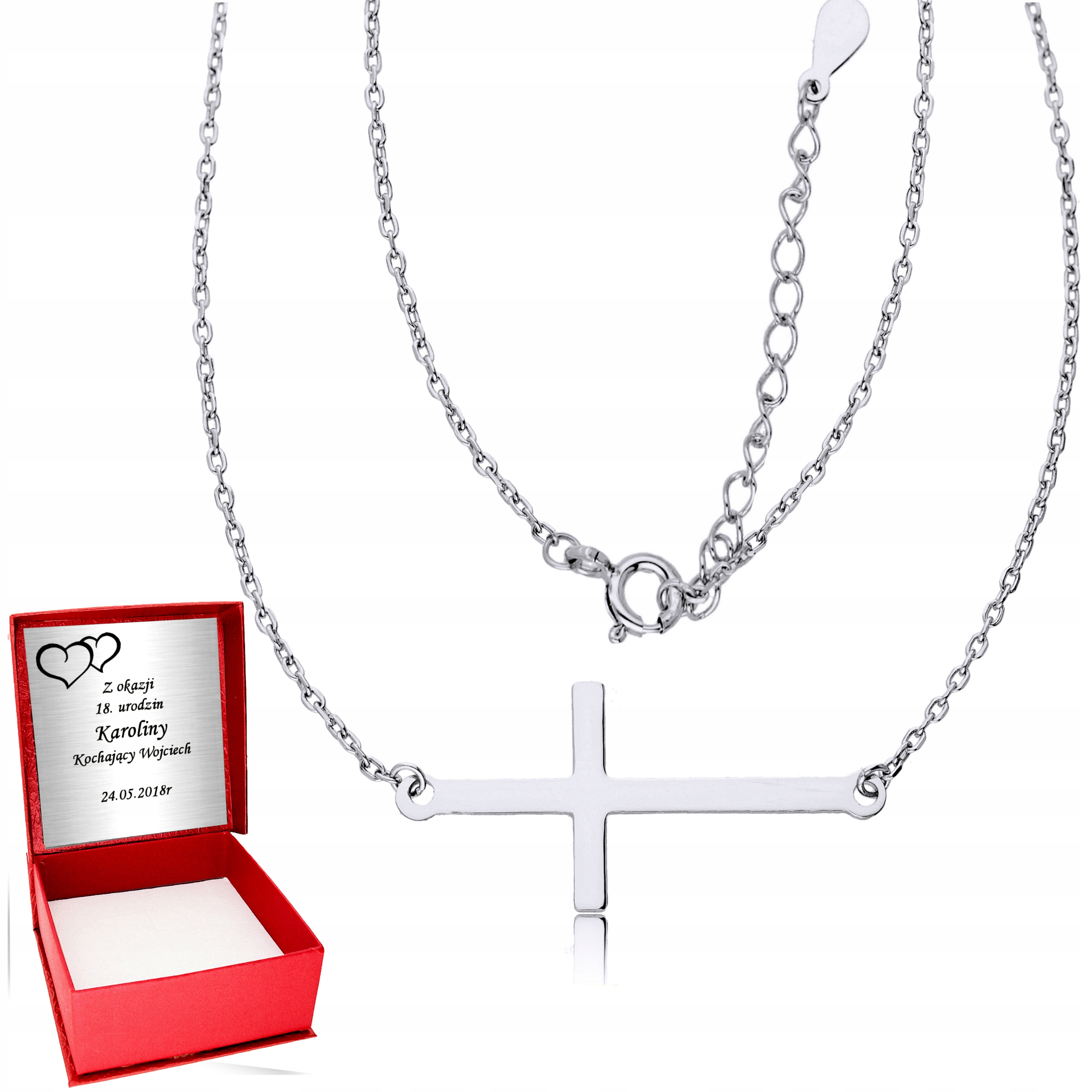 

Srebrny Łańcuszek 925 Celebrytka krzyżyk