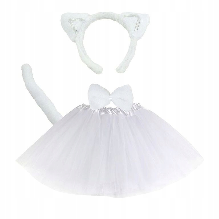 

Spódniczka + Opaska Strój Biały Kotek Kot Impreza