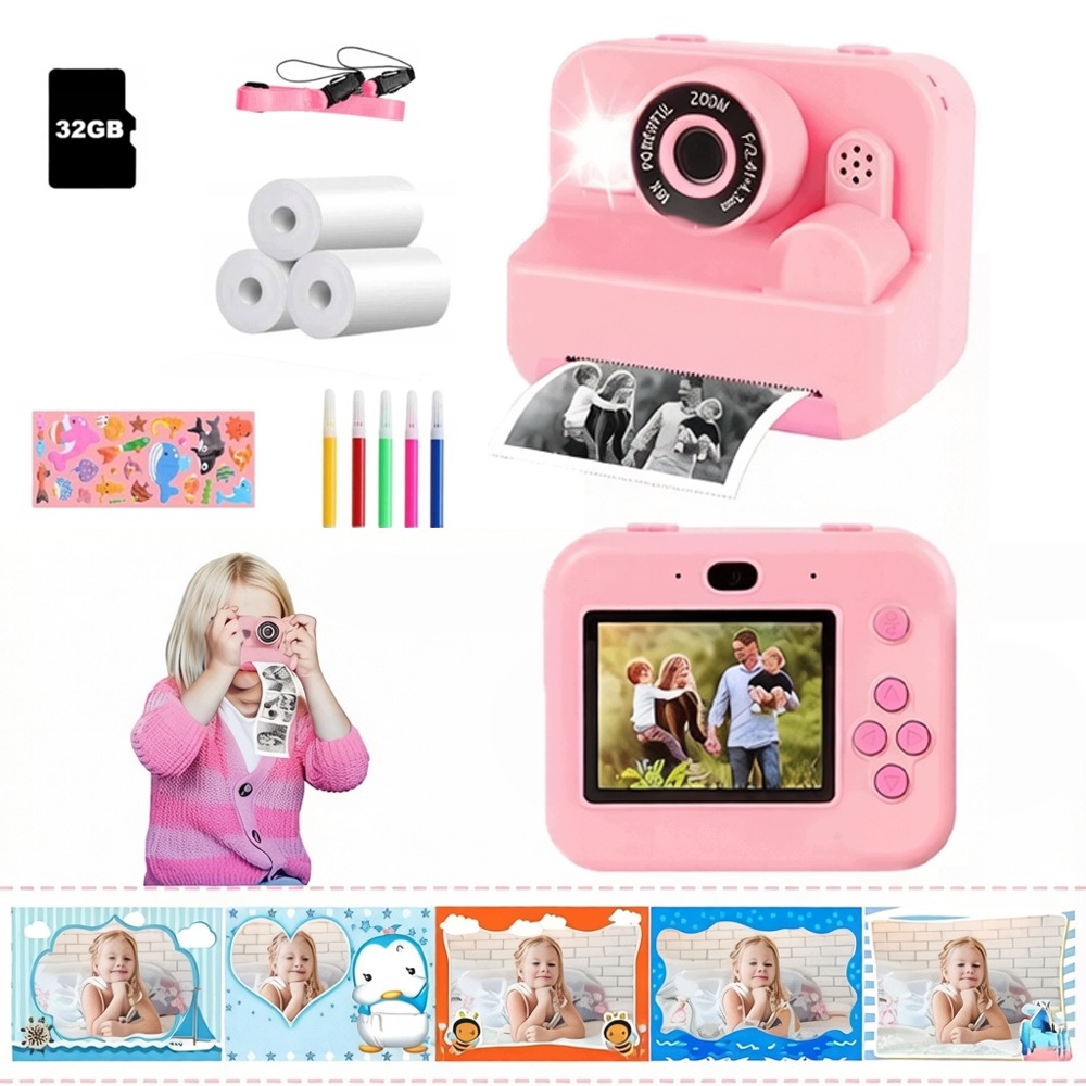Aparat Natychmiastowy dla dzieci zdjęcia kolor selfie menu Pl gry Drukuś