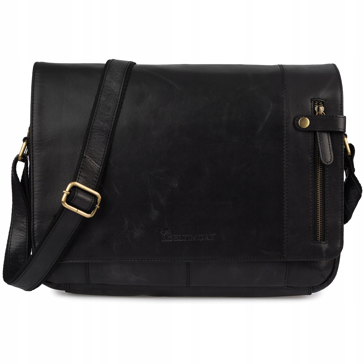 Pánská kožená taška přes rameno velká A4 černá pro vintage práci Beltimore