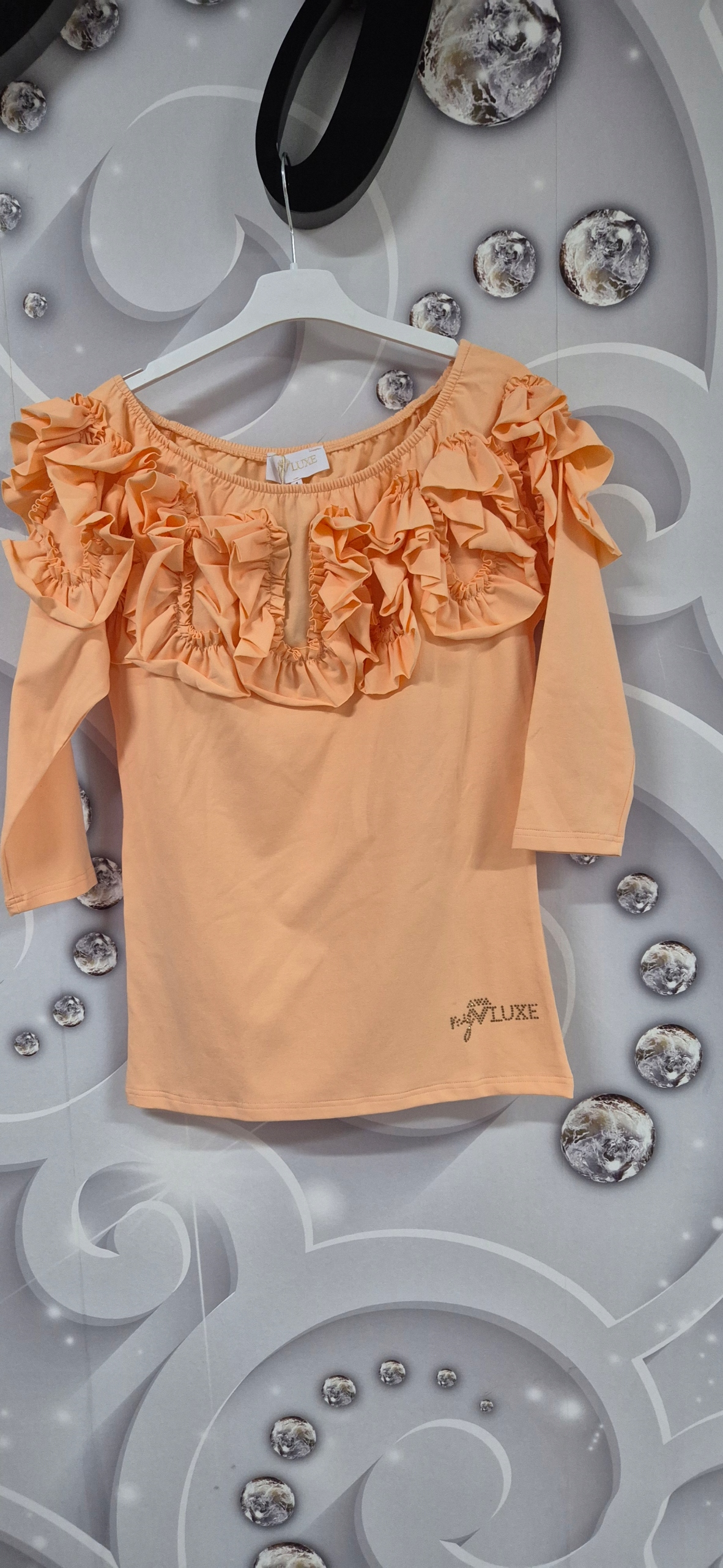 Mikina My Luxe Morelová, oranžová Španělská volánek Vel. 1, S, M, L