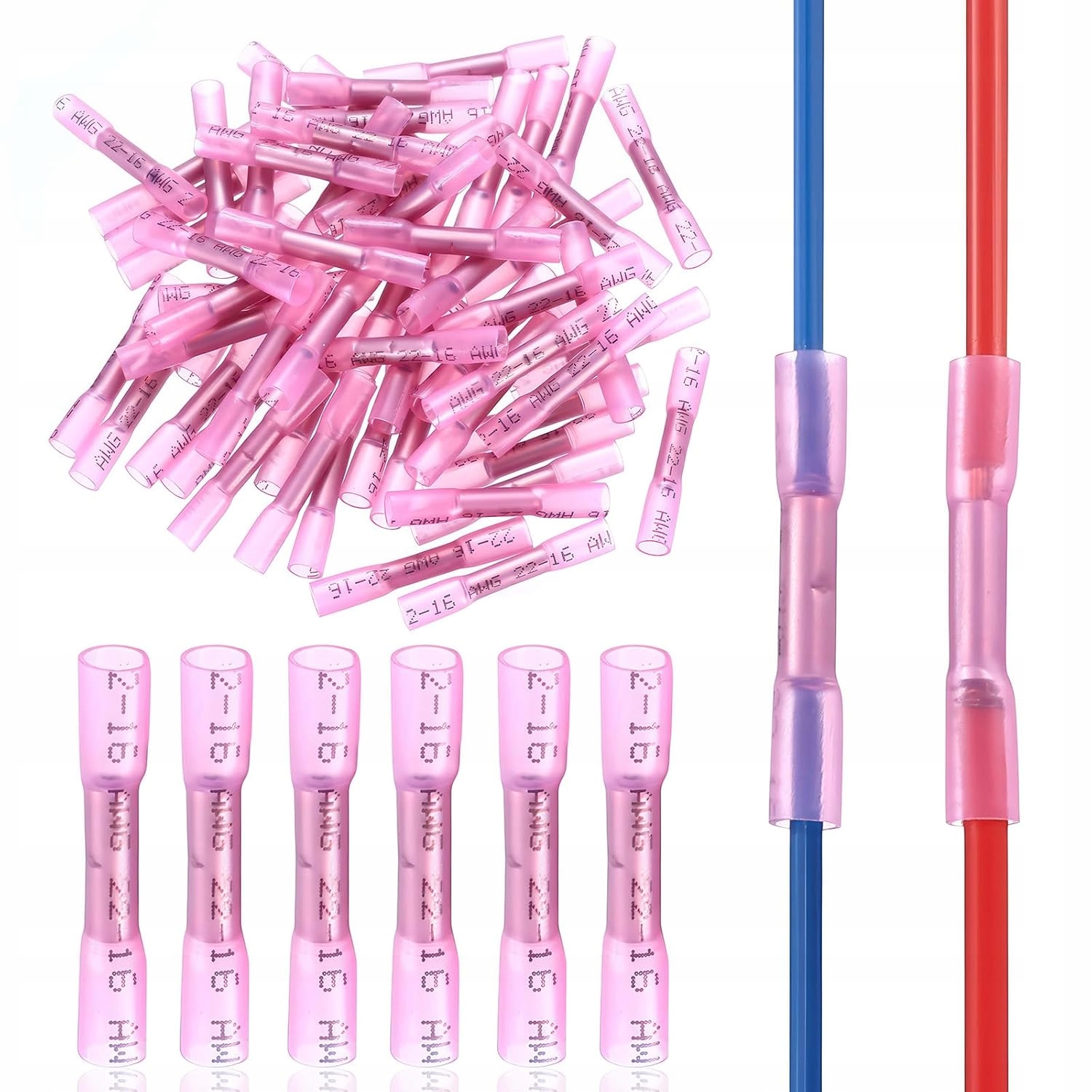 120szt Szybkozłączka złączka termokurczliwa Złącza przewodów 0.5-1.5mm²
