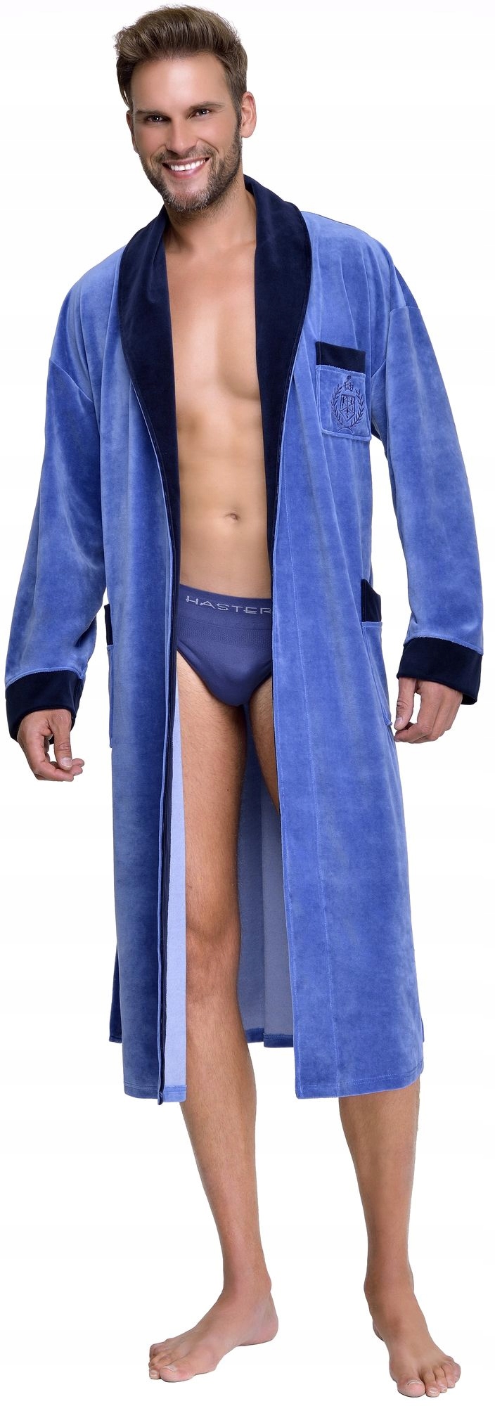 HENRY BAWEŁNIANY DŁUGI EKSKLUZYWNY WELUROWY SZLAFROK MĘSKI XL Model Henryk