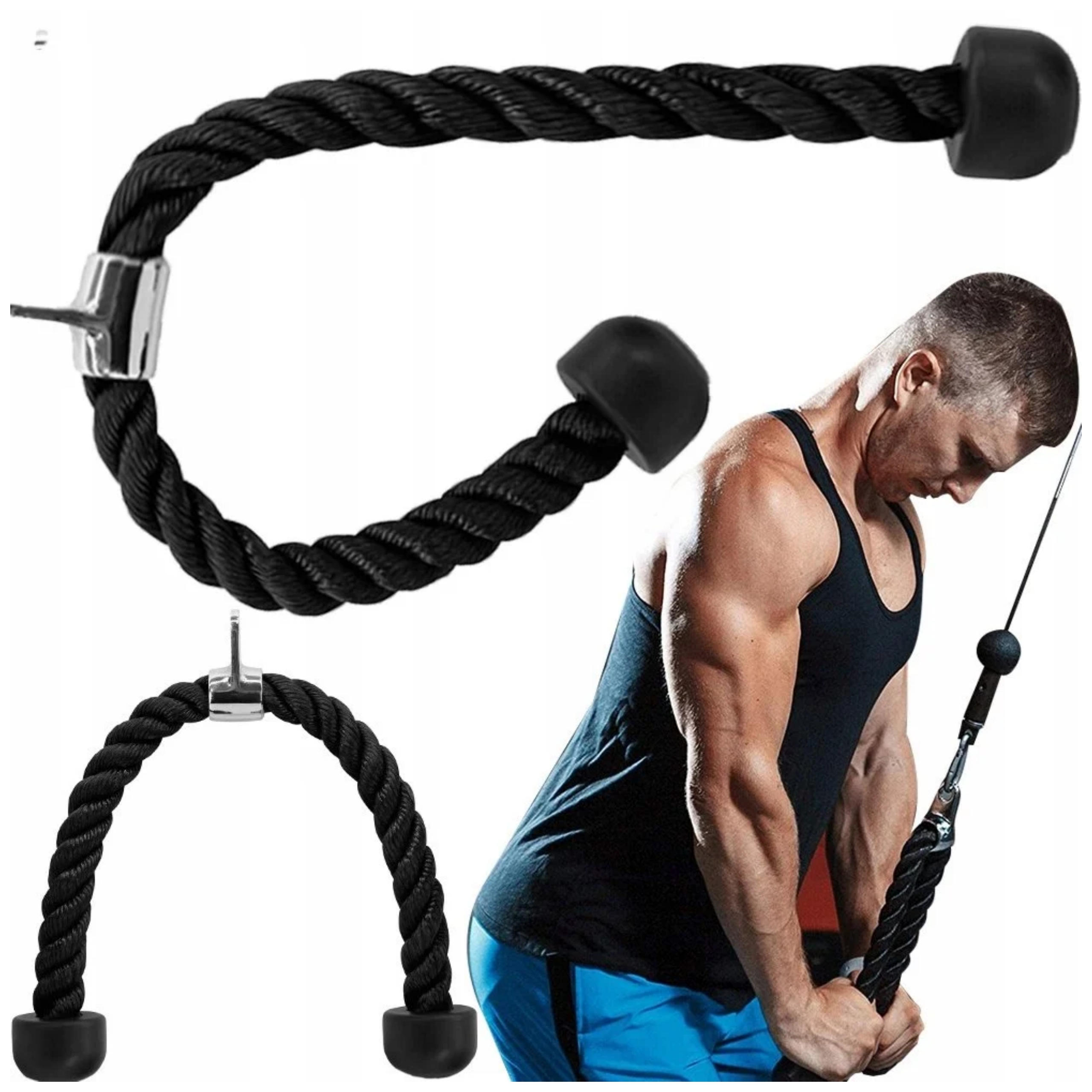 Uchwyt do wyciągu Sznur Warkocz na Siłownie Mocny Triceps Biceps Brama VIP