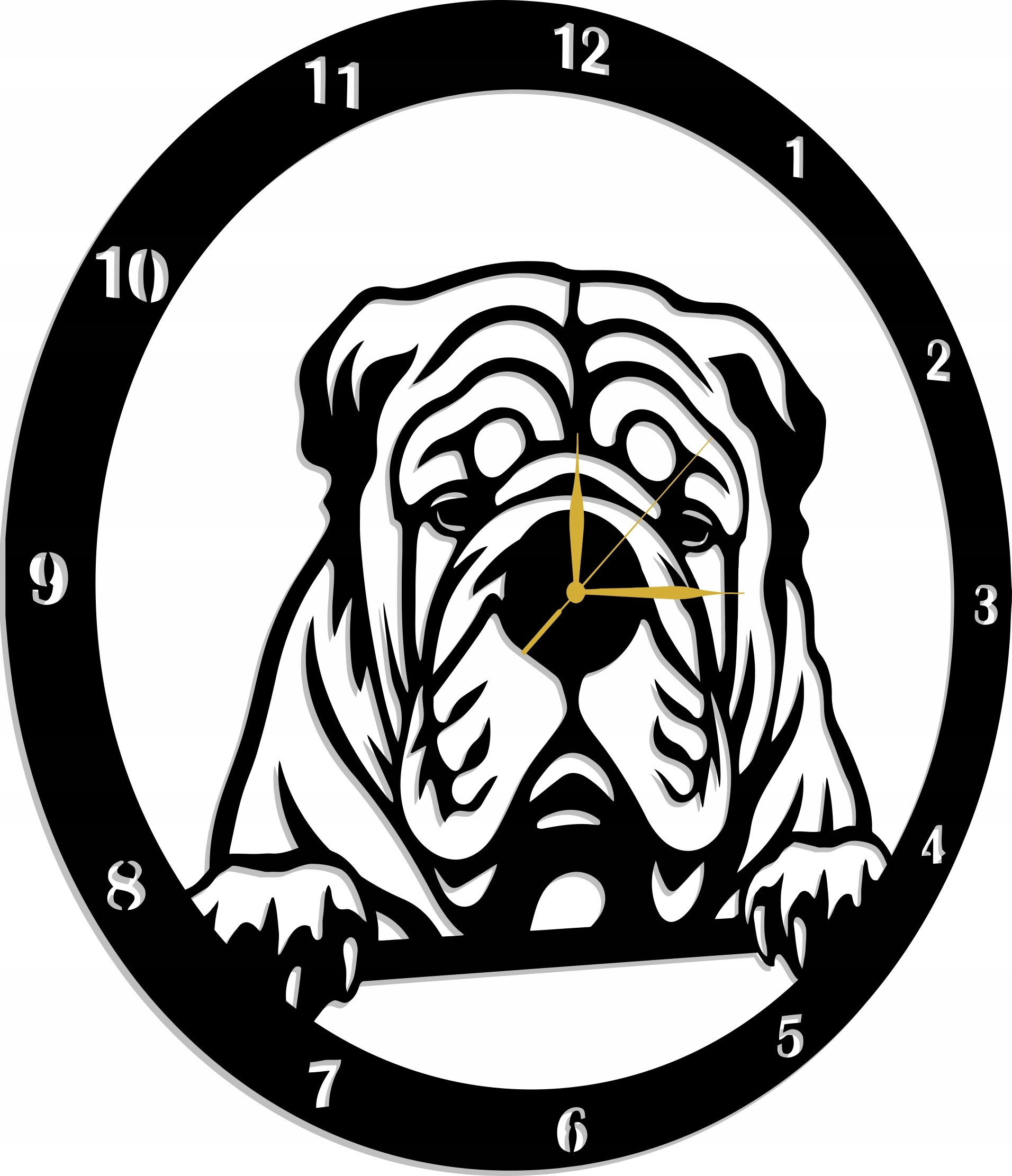 Hodiny Shar Pei Šerpa Plemene Psů Dárek 50 CM 3D