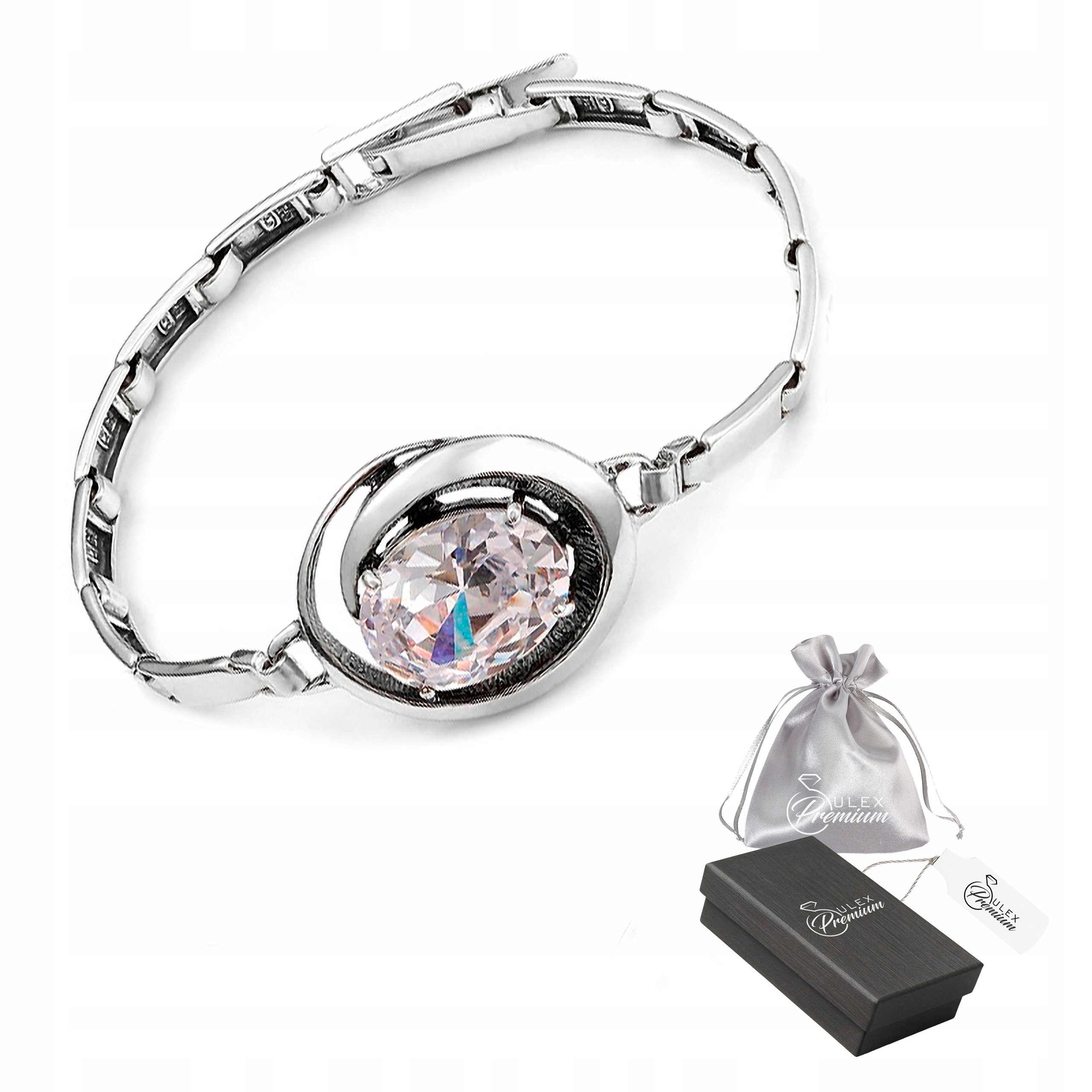 Dámský stříbrný náramek ryzost 925 Elegantní s velkou oválnou zirkonií