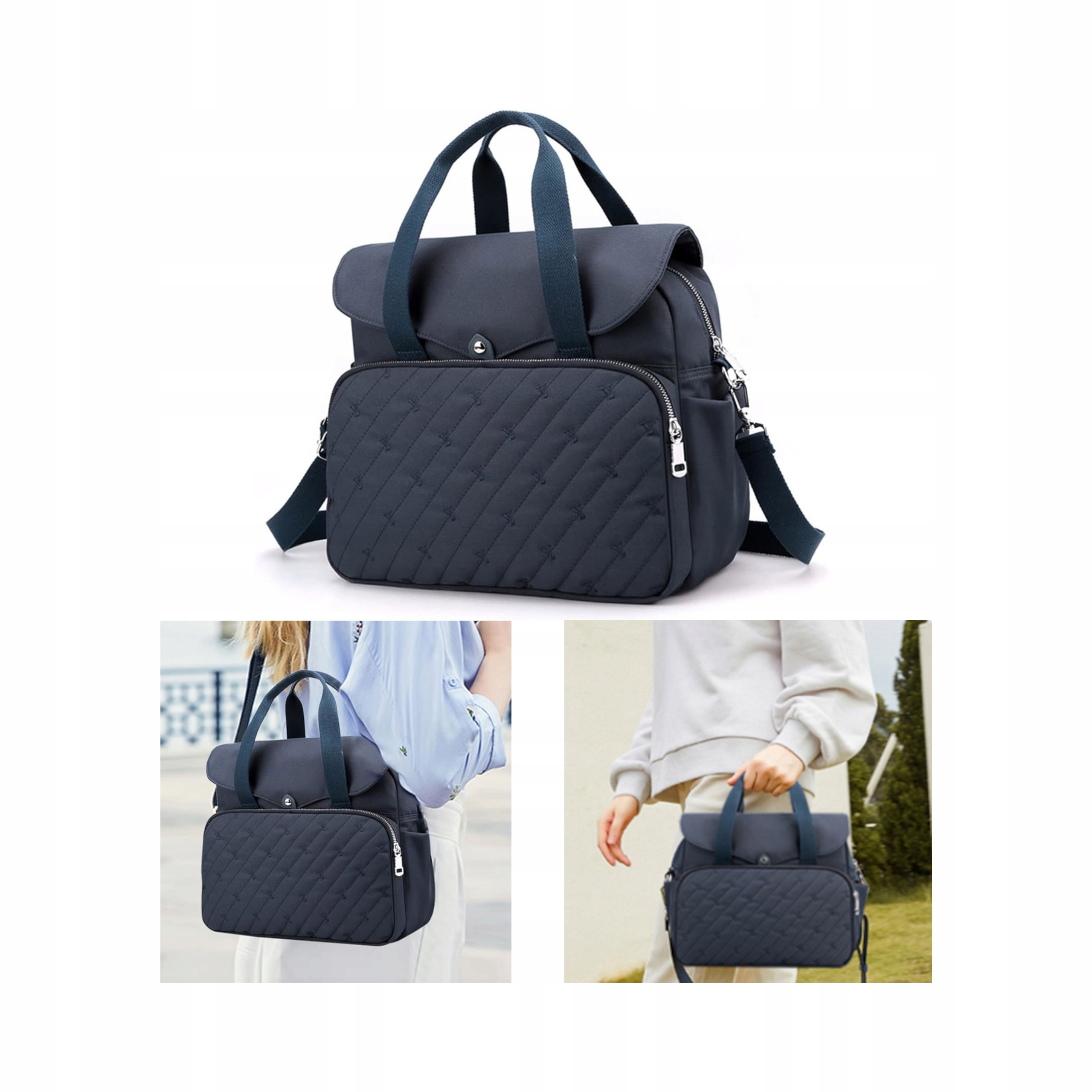 Dámská Kabelka Nicole & Doris Přes Rameno Velká Tote Batoh Tmavě Modrá 34x14x27