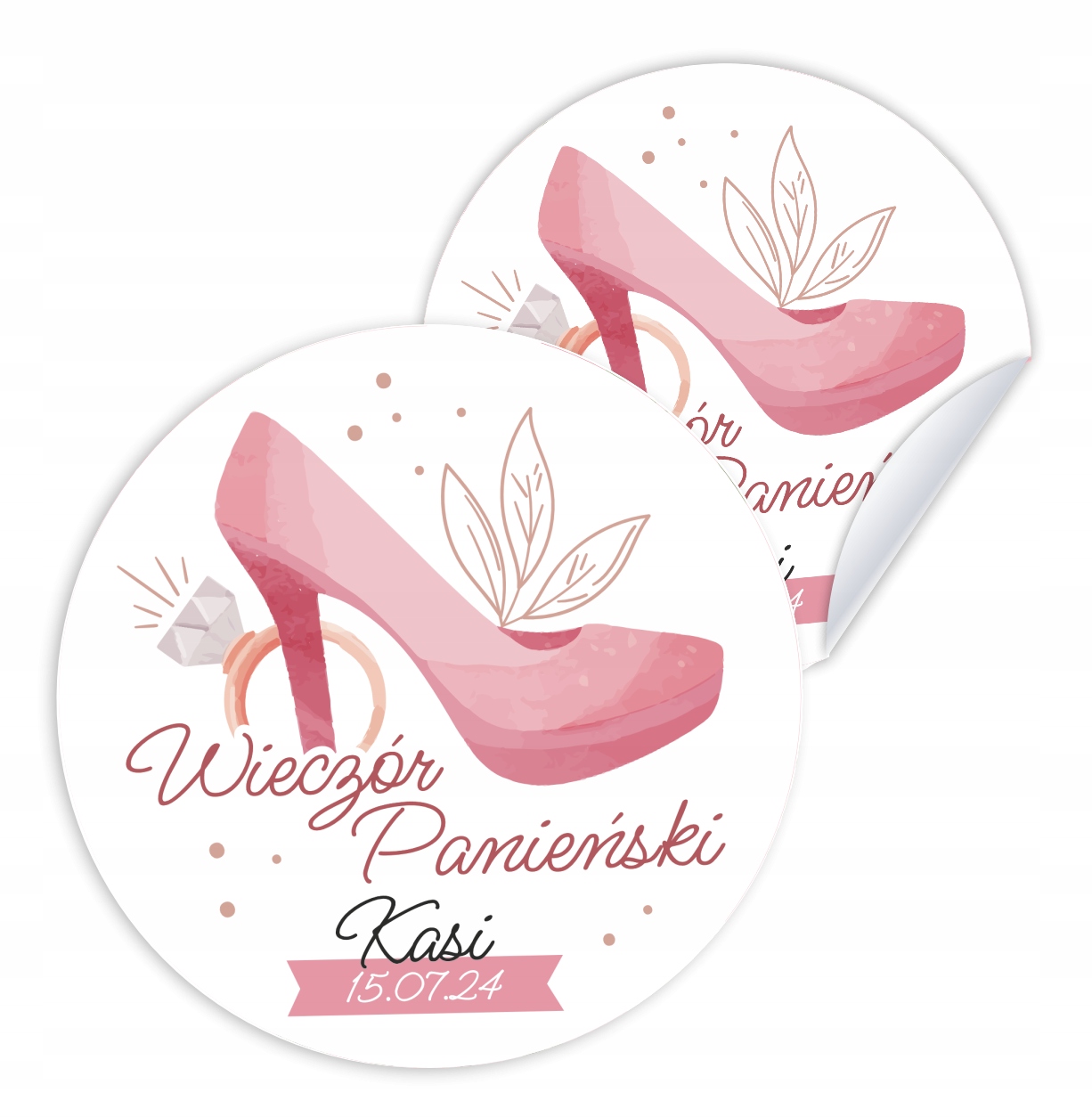 WIECZÓR PANIEŃSKI NAKLEJKI WŁASNY NAPIS - BRIDE TO BE PARTY 6cm 12 szt