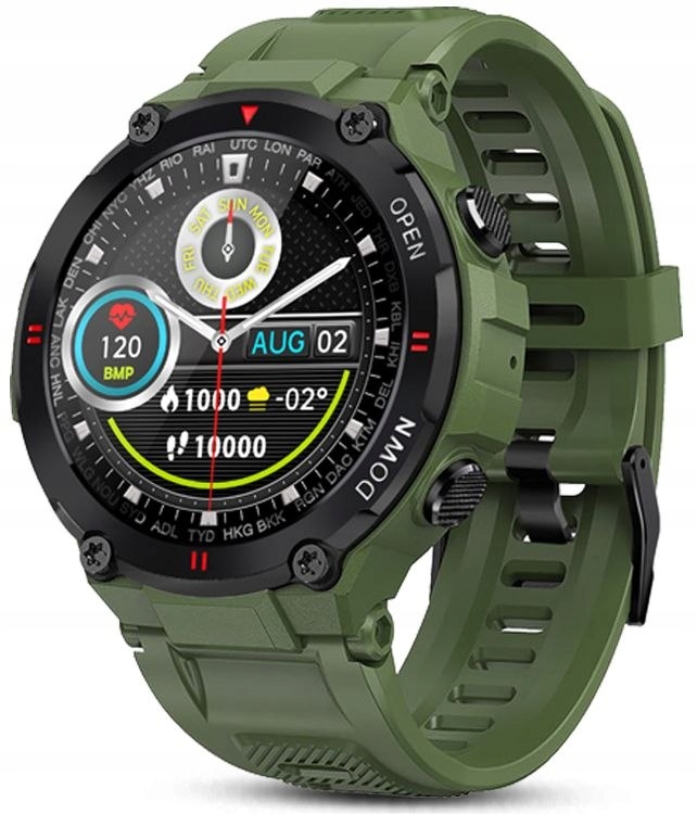 Čierny Smartwatch Giewont GW430 Zelený Pásik