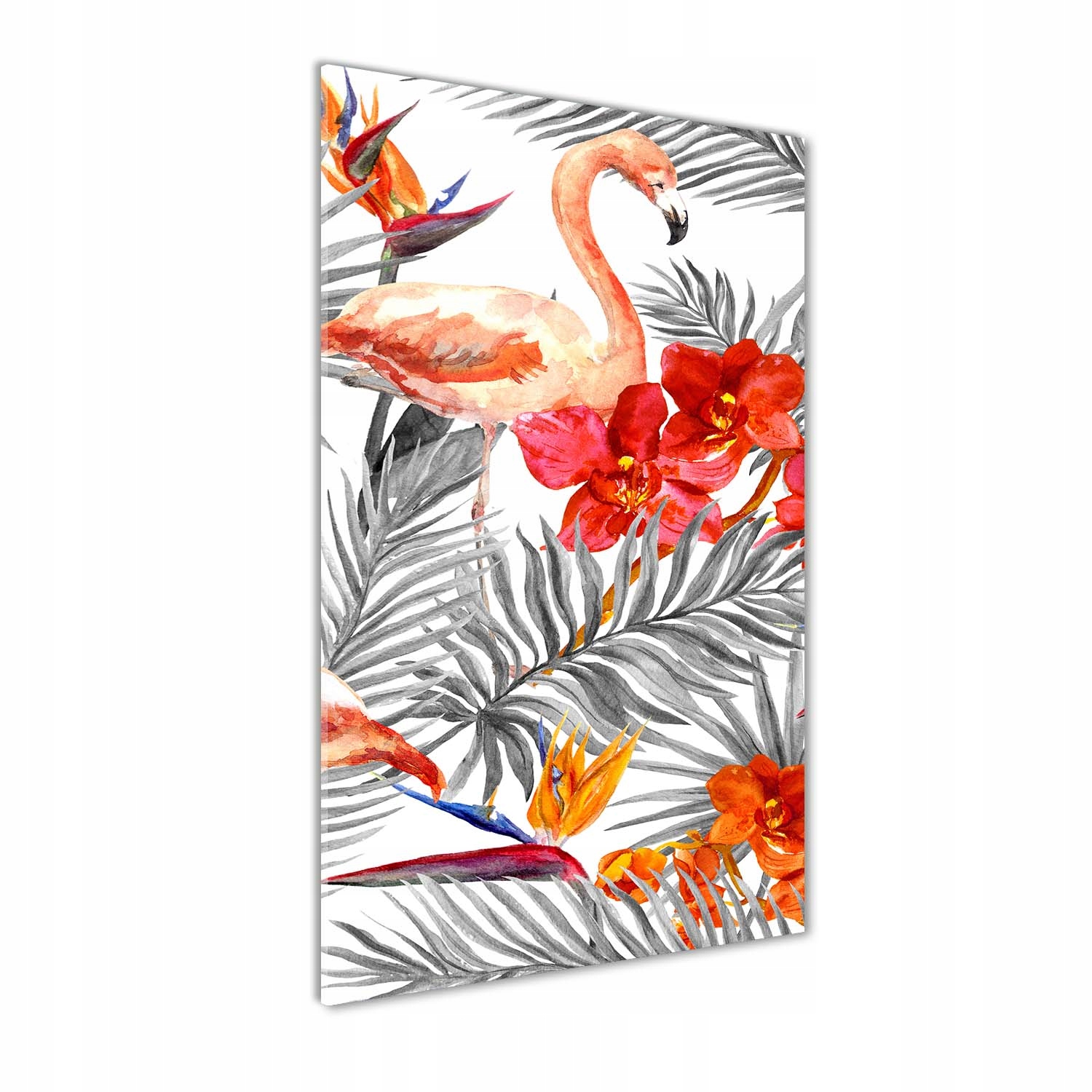 

Foto obraz akrylowy Flamingi i kwiaty 60x120 cm