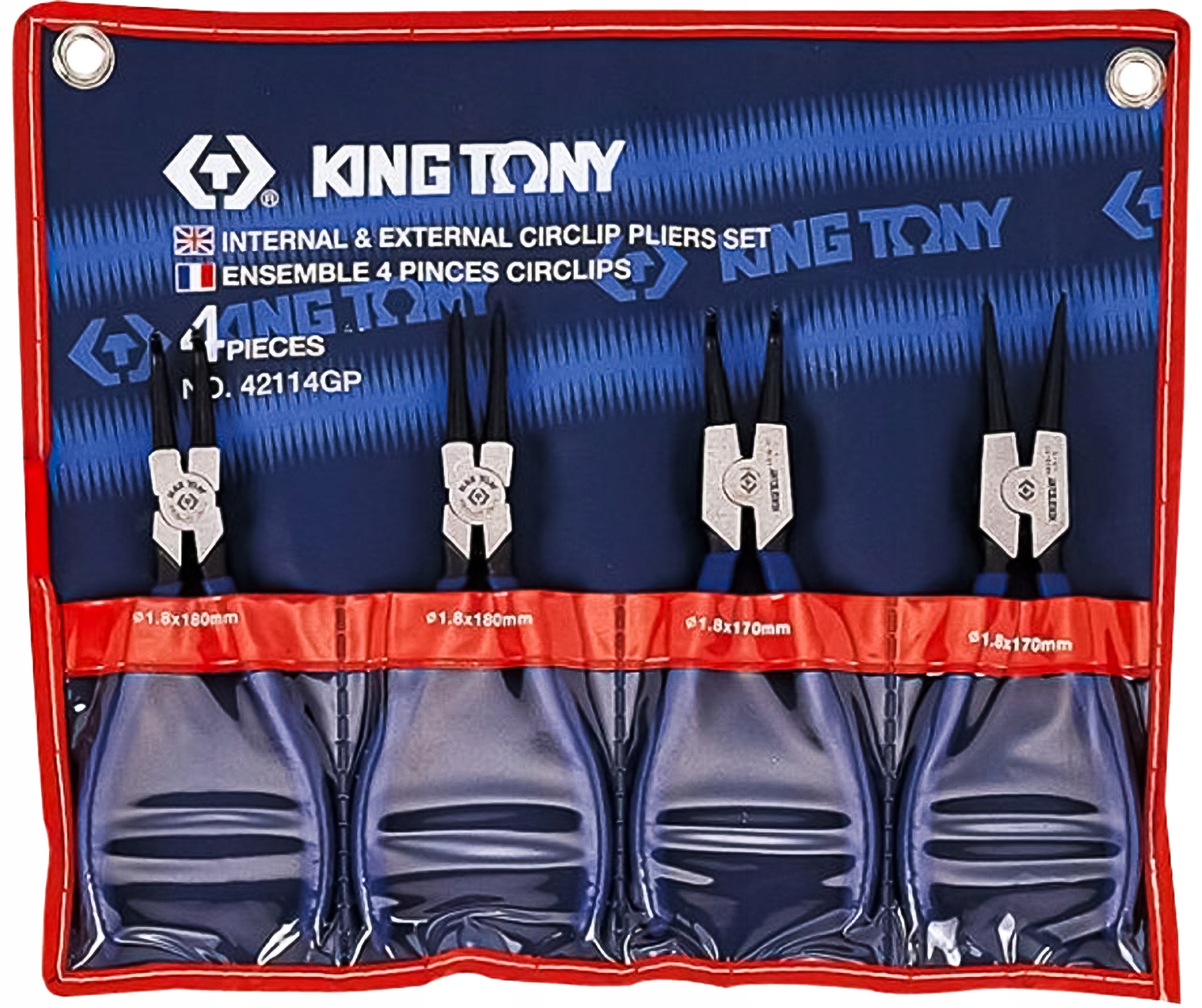 Sada klieští na segerové prstene 4ks King Tony 42114GP