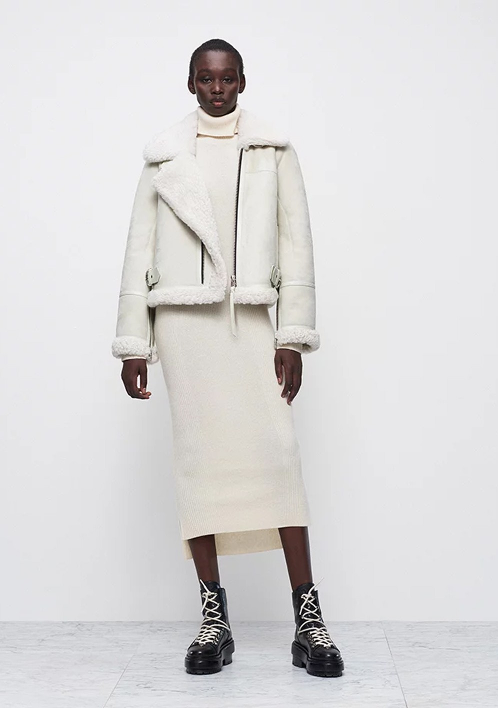 Outlet AllSaints Shoreditch Ski Club Bunda z ovčí kůže