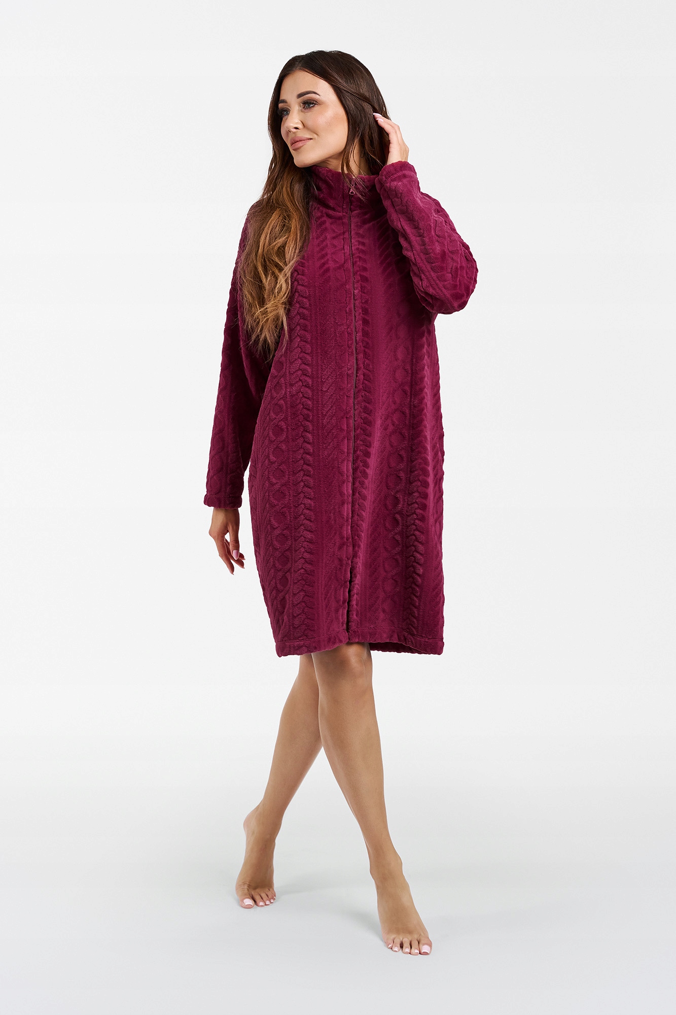 Dámský župan Rena s dlouhým rukávem Bordový S Italian Fashion