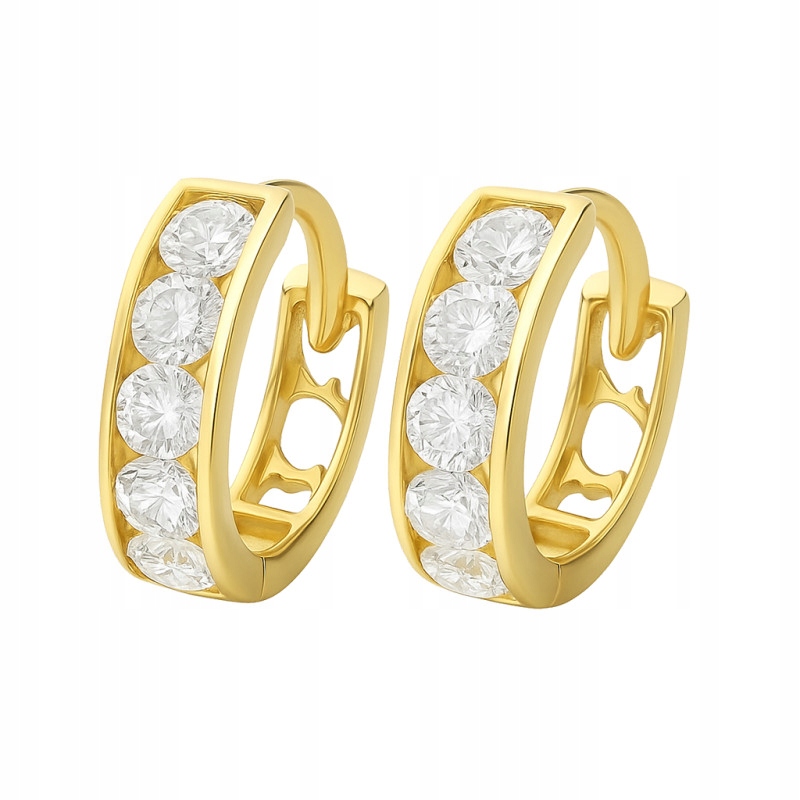 Zlaté náušnice pro dítě 585 kruhy s kubickou zirkonií na křtiny 0,82g